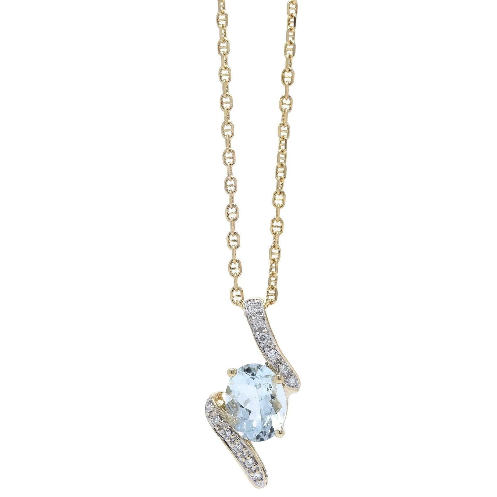 Aquamarine and Diamond Pendant Necklace