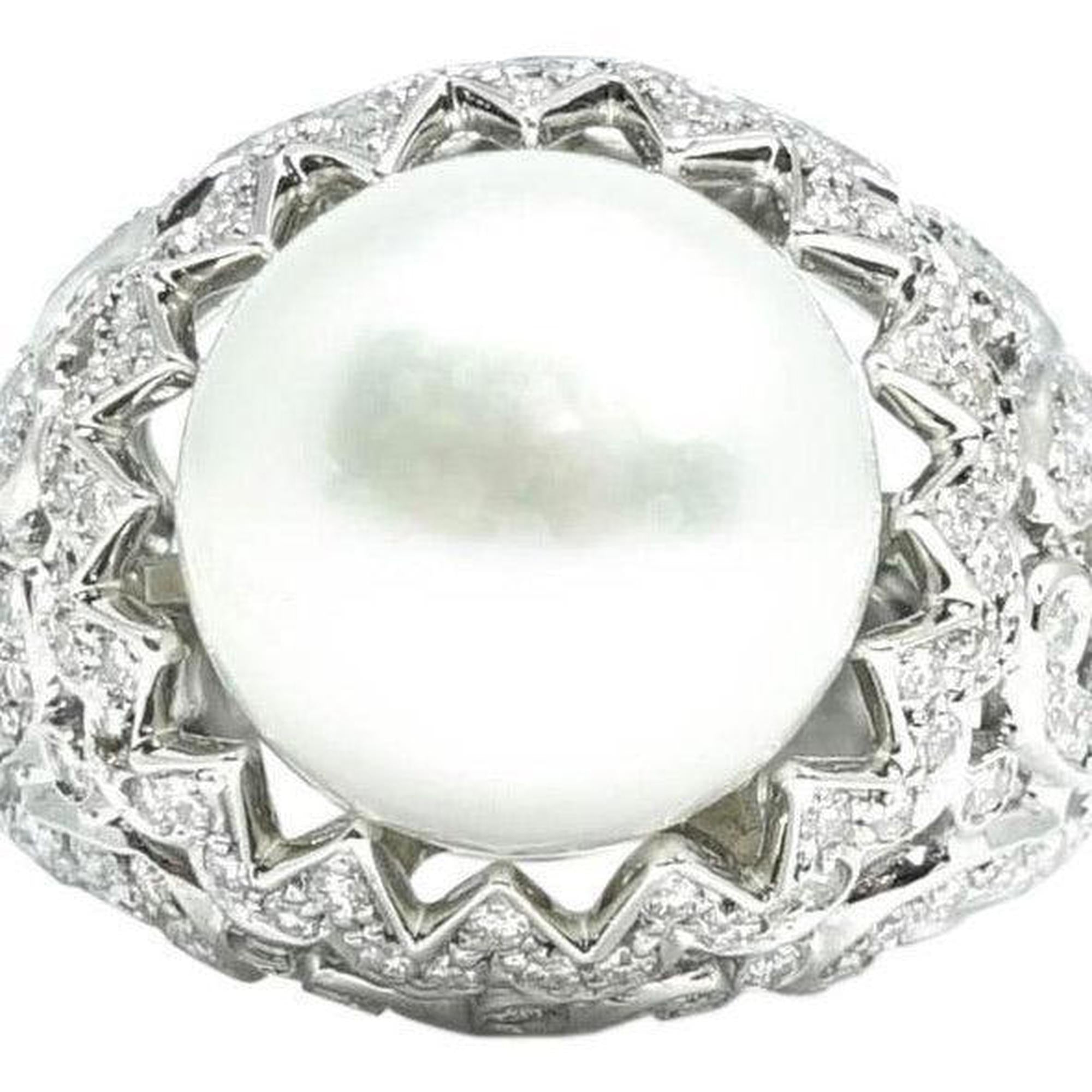 Art Deco Design Pearl and Diamond Filigree Ring