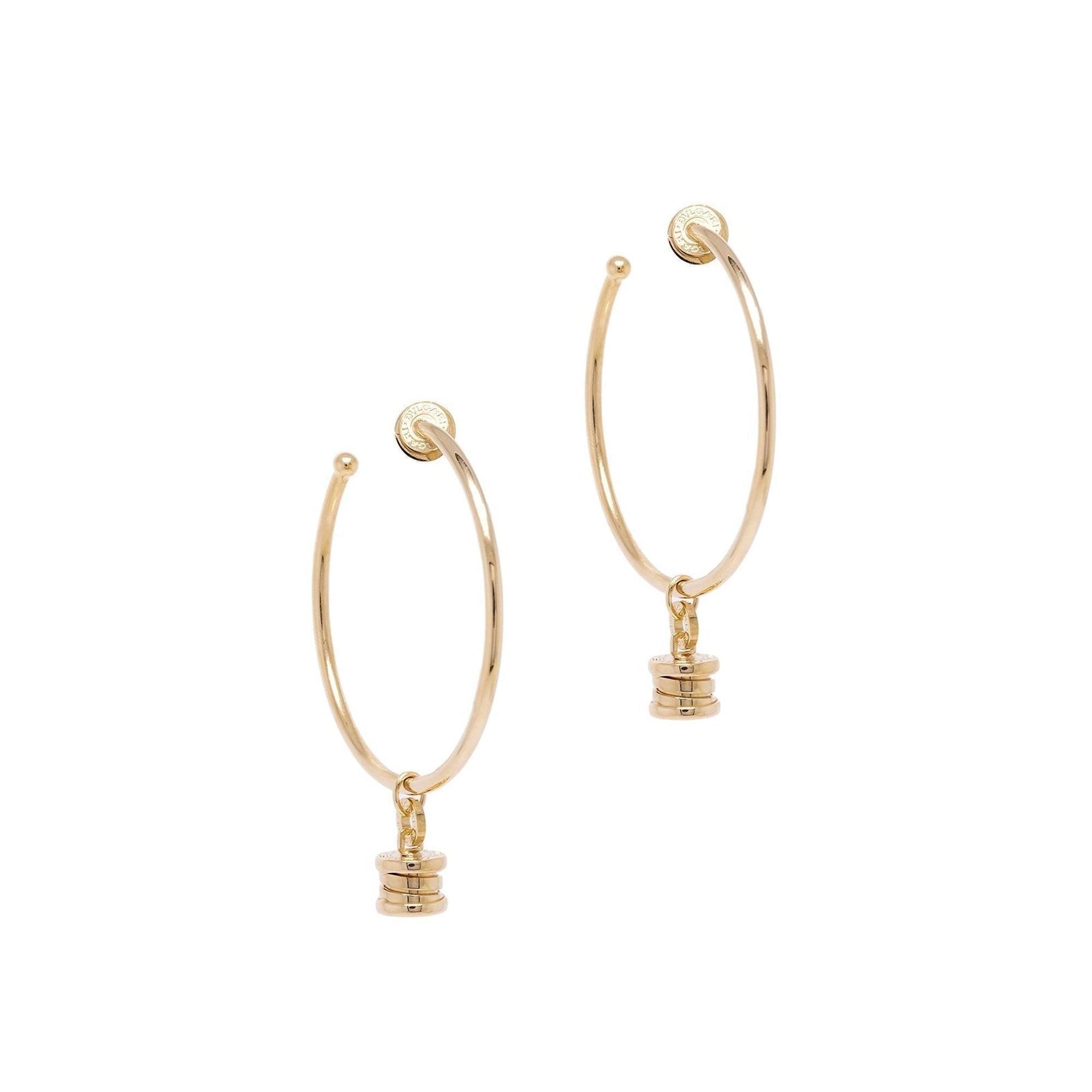 BVLGARI 18k Gold B.Zero 1 Dangle Hoop Earrings