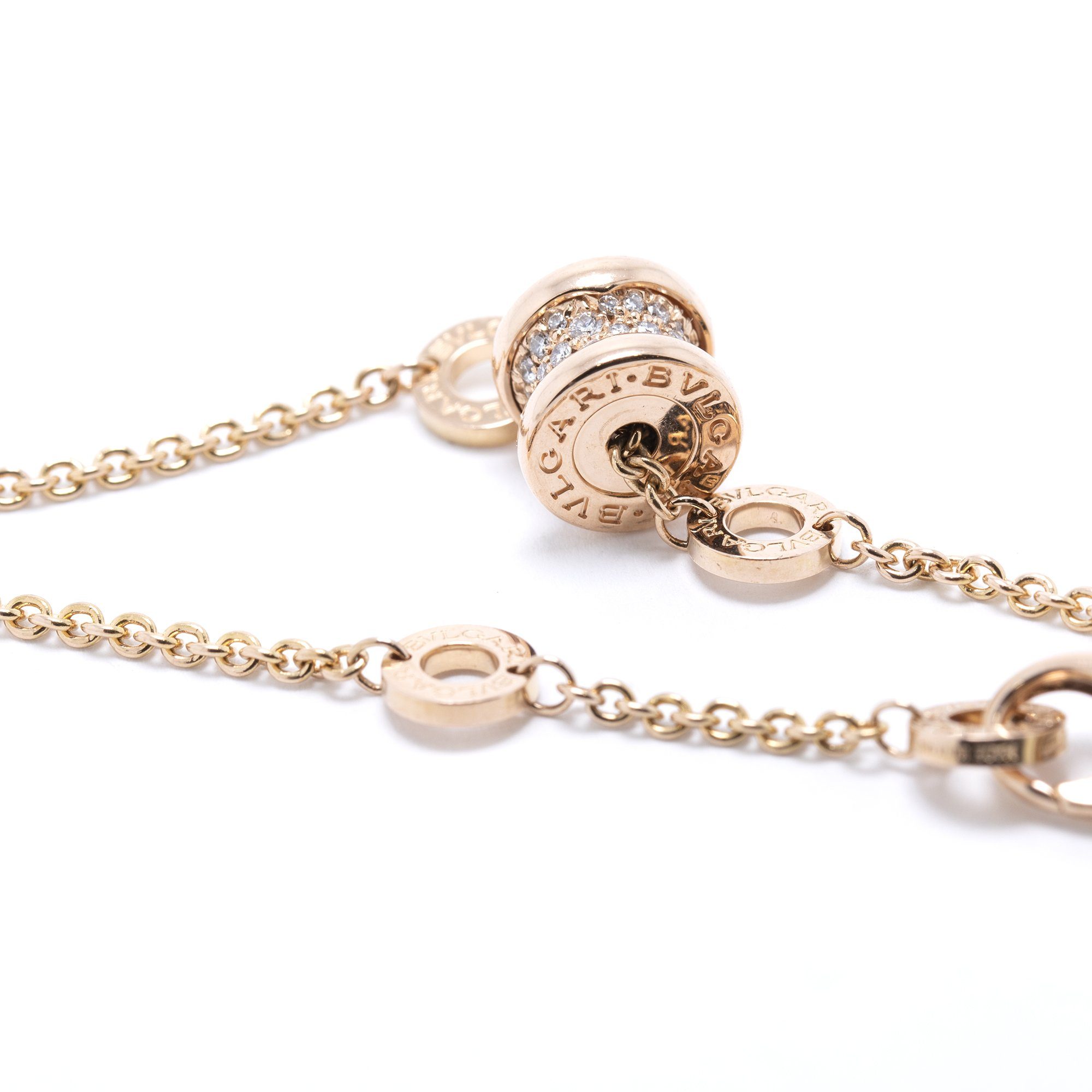 BVLGARI 18k Rose Gold B.Zero1 Pave Diamond Bracelet
