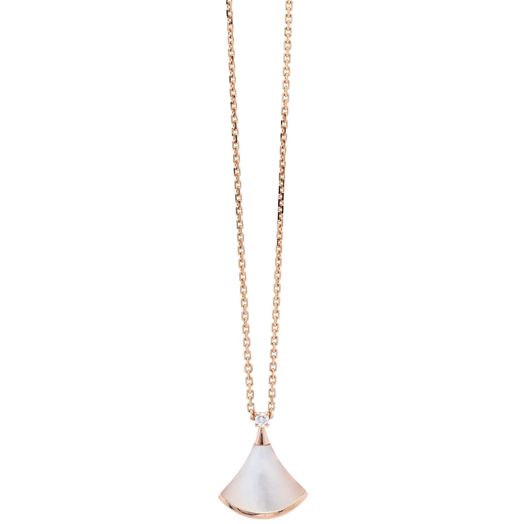 BVLGARI 18k Rose Gold Mother of Pearl & Diamond Diva's Dream Necklace