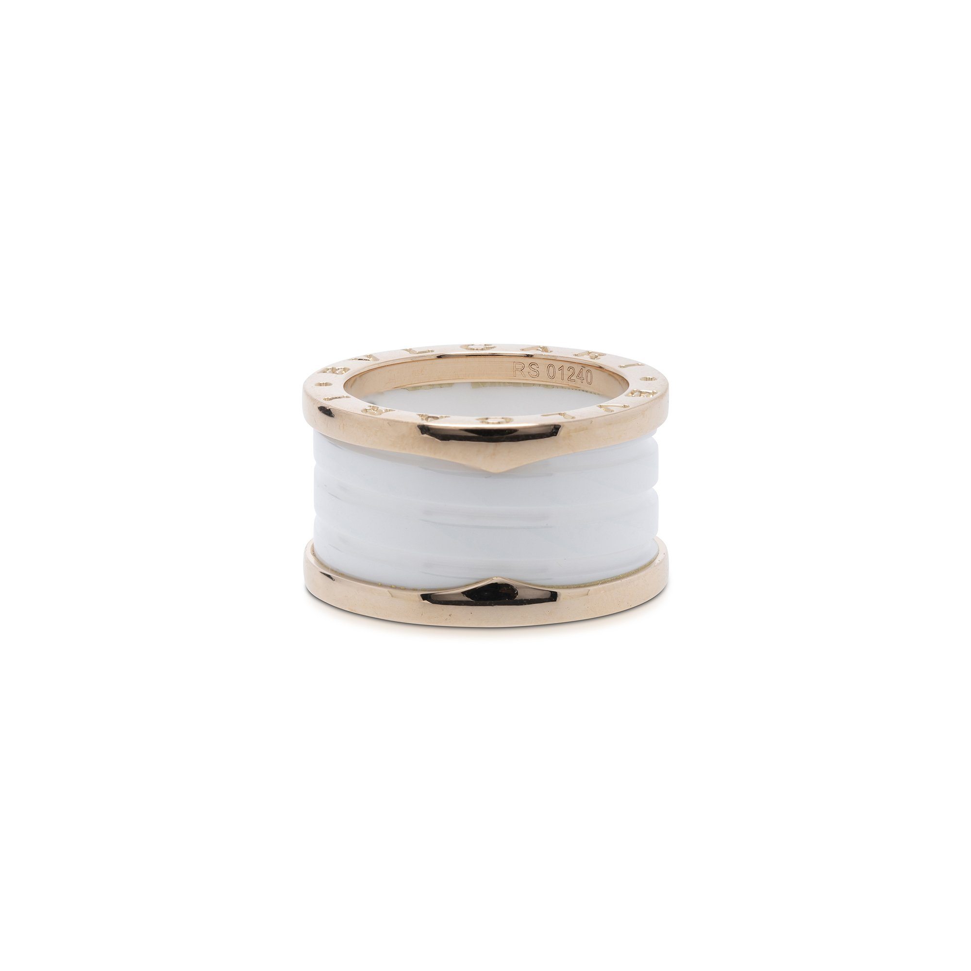 BVLGARI 18k Rose Gold & White Ceramic B.Zero1 Four-Band Ring