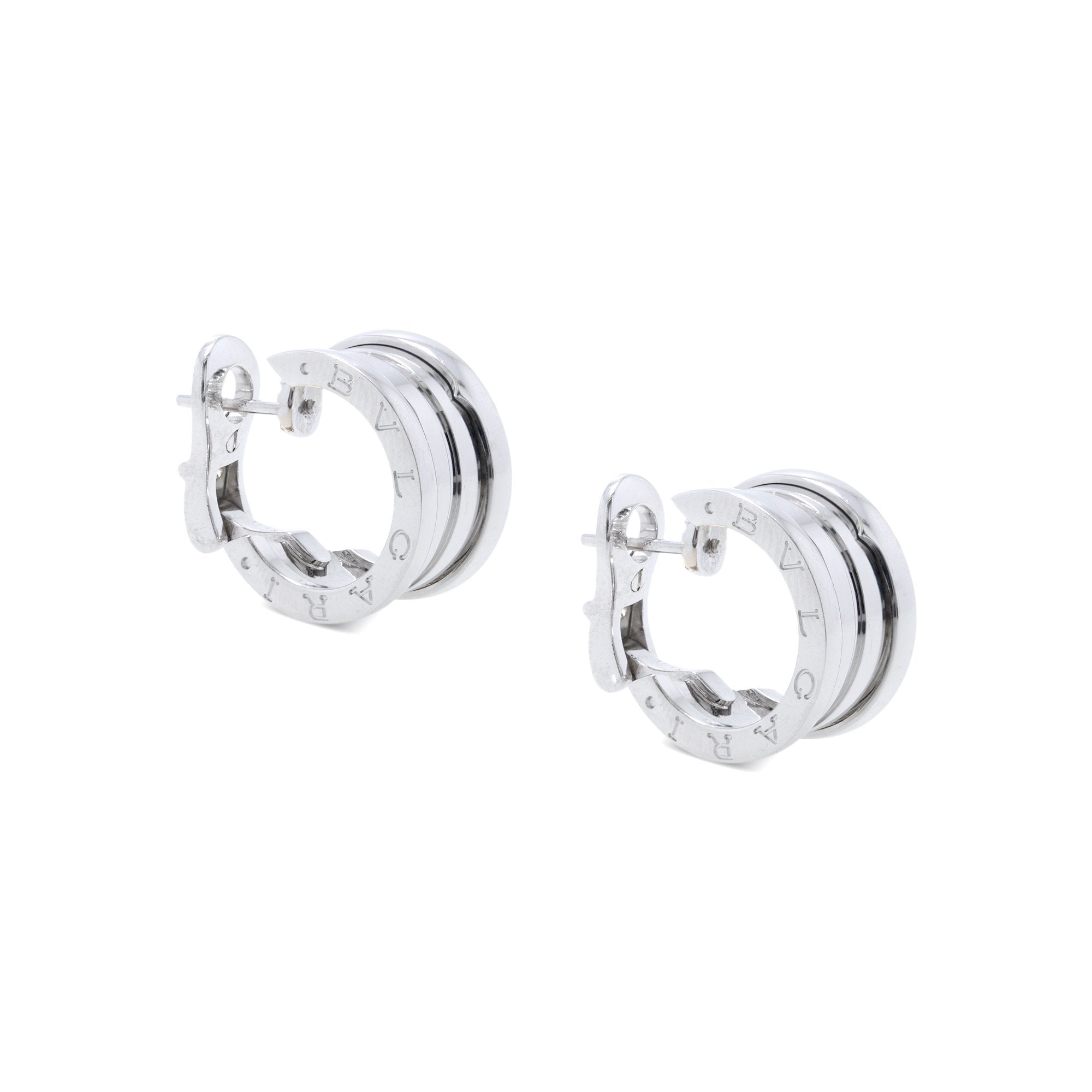 BVLGARI 18k White Gold B.Zero 1 Hoop Earrings