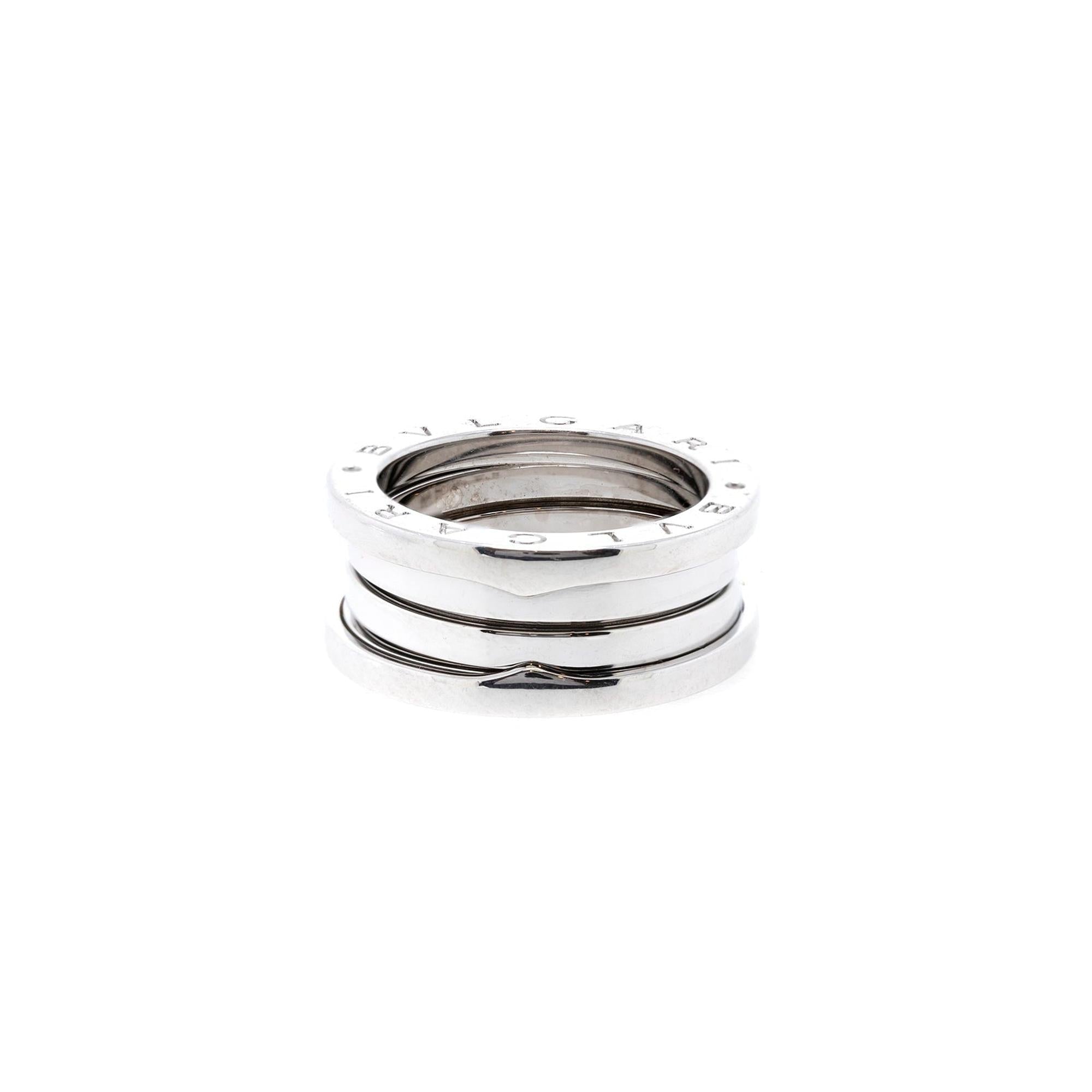 BVLGARI 18k White Gold B.Zero1 3-Band Ring w/ Box