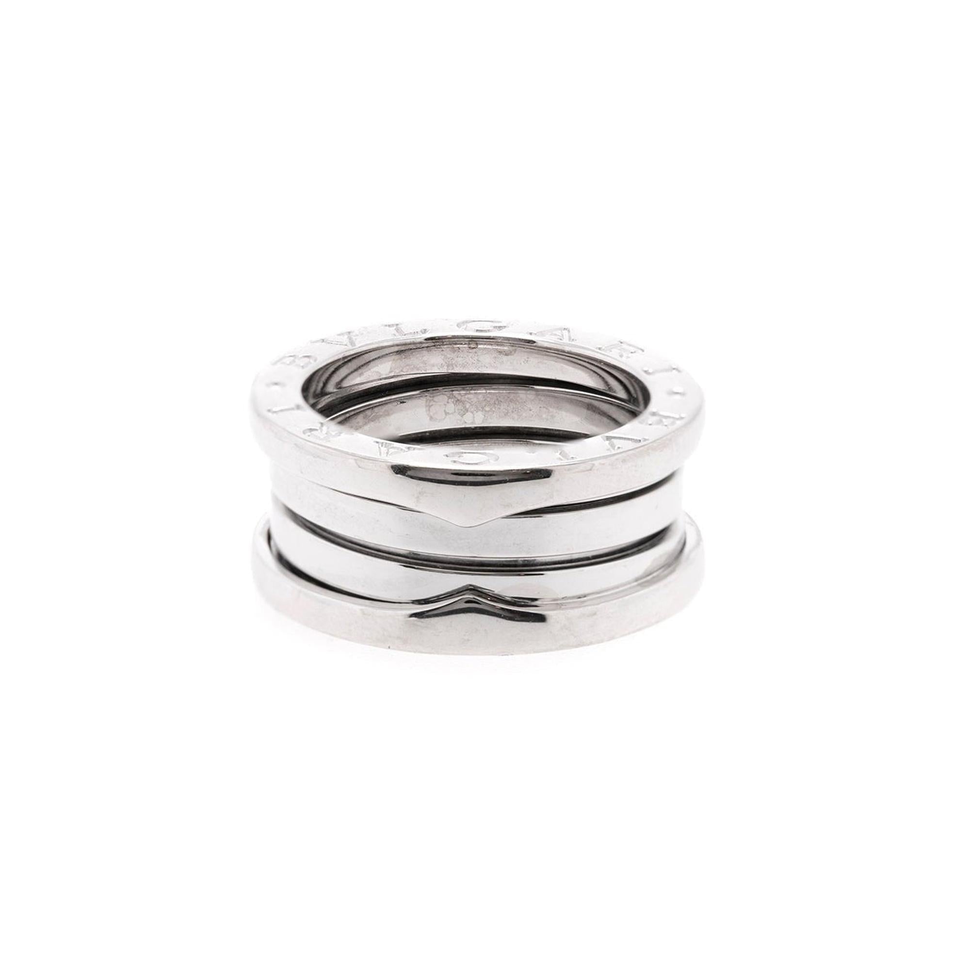BVLGARI 18k White Gold B.Zero1 3-Band Ring w/ Box