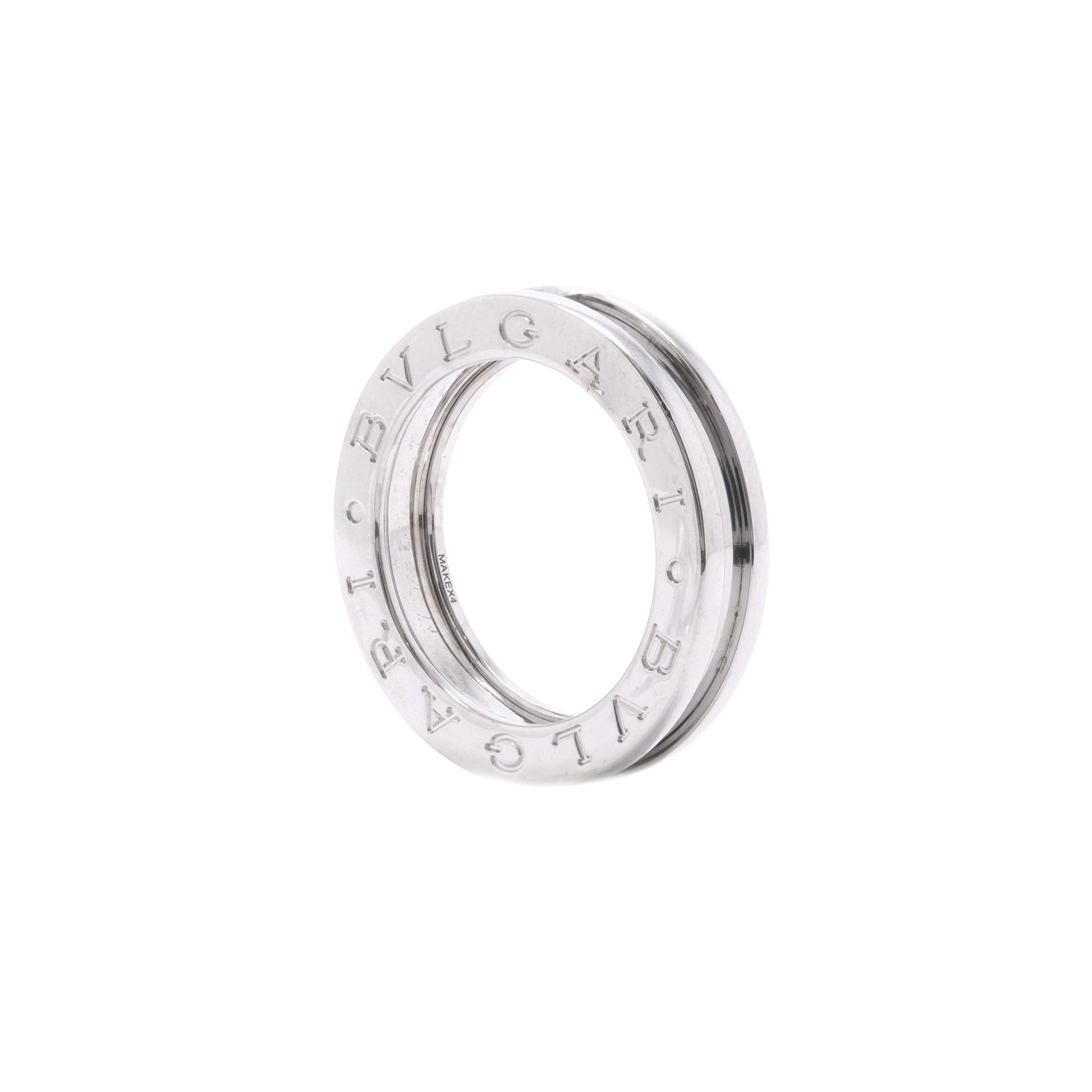 BVLGARI 18k White Gold B.Zero1 One-Band Ring w/ Box & Certificate