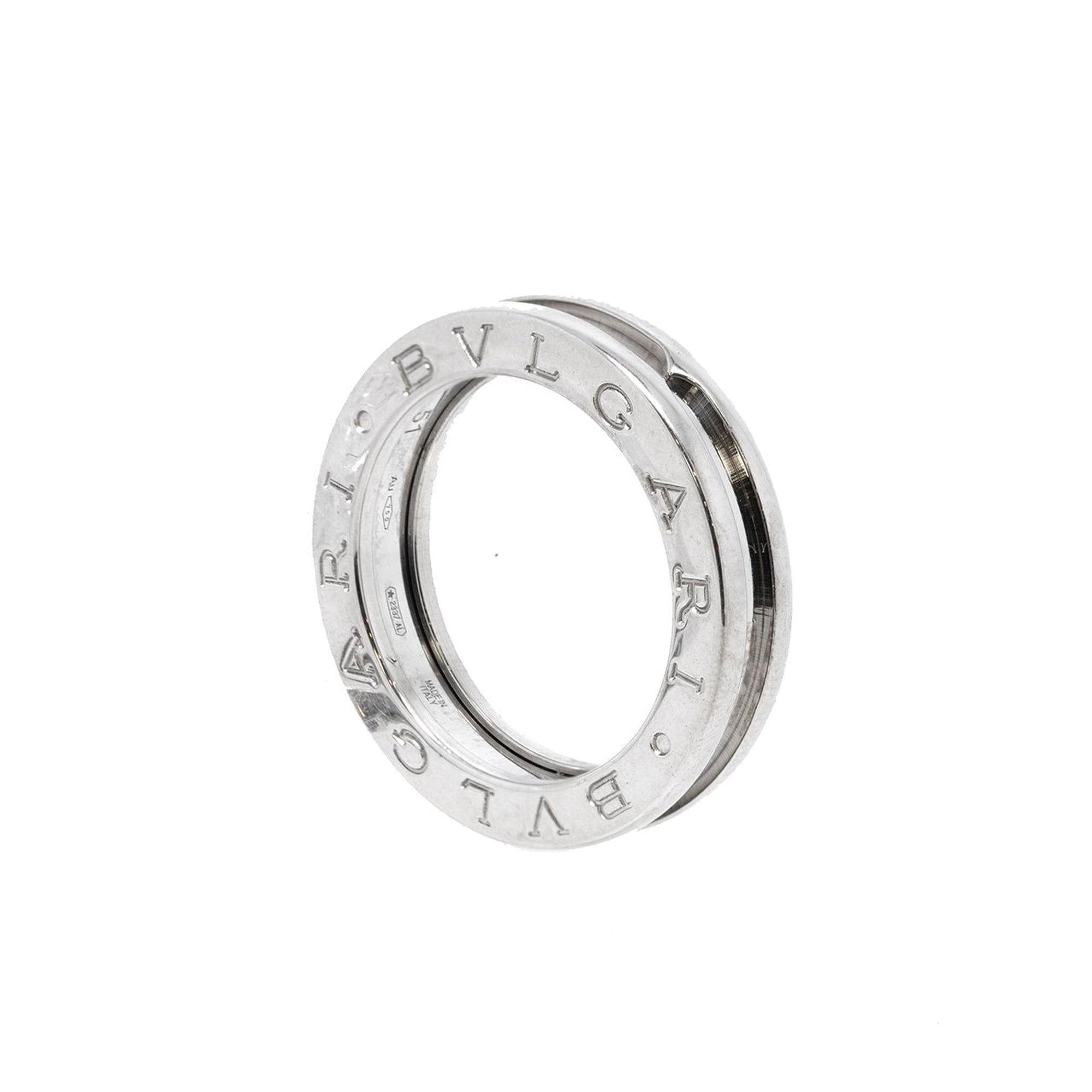BVLGARI 18k White Gold B.Zero1 One-Band Ring w/ Box