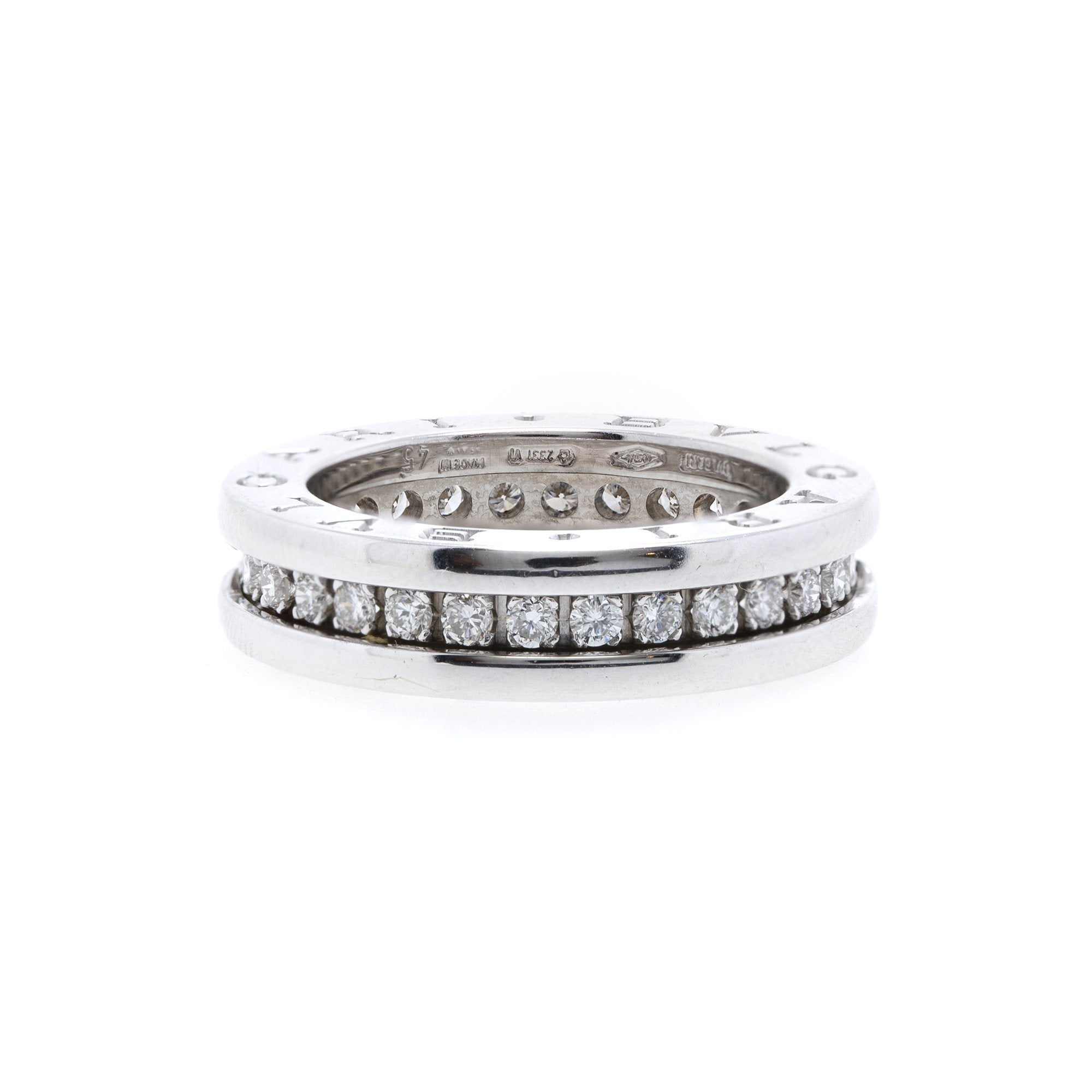 BVLGARI 18k White Gold B.Zero1 One-Band Ring w/ Diamonds