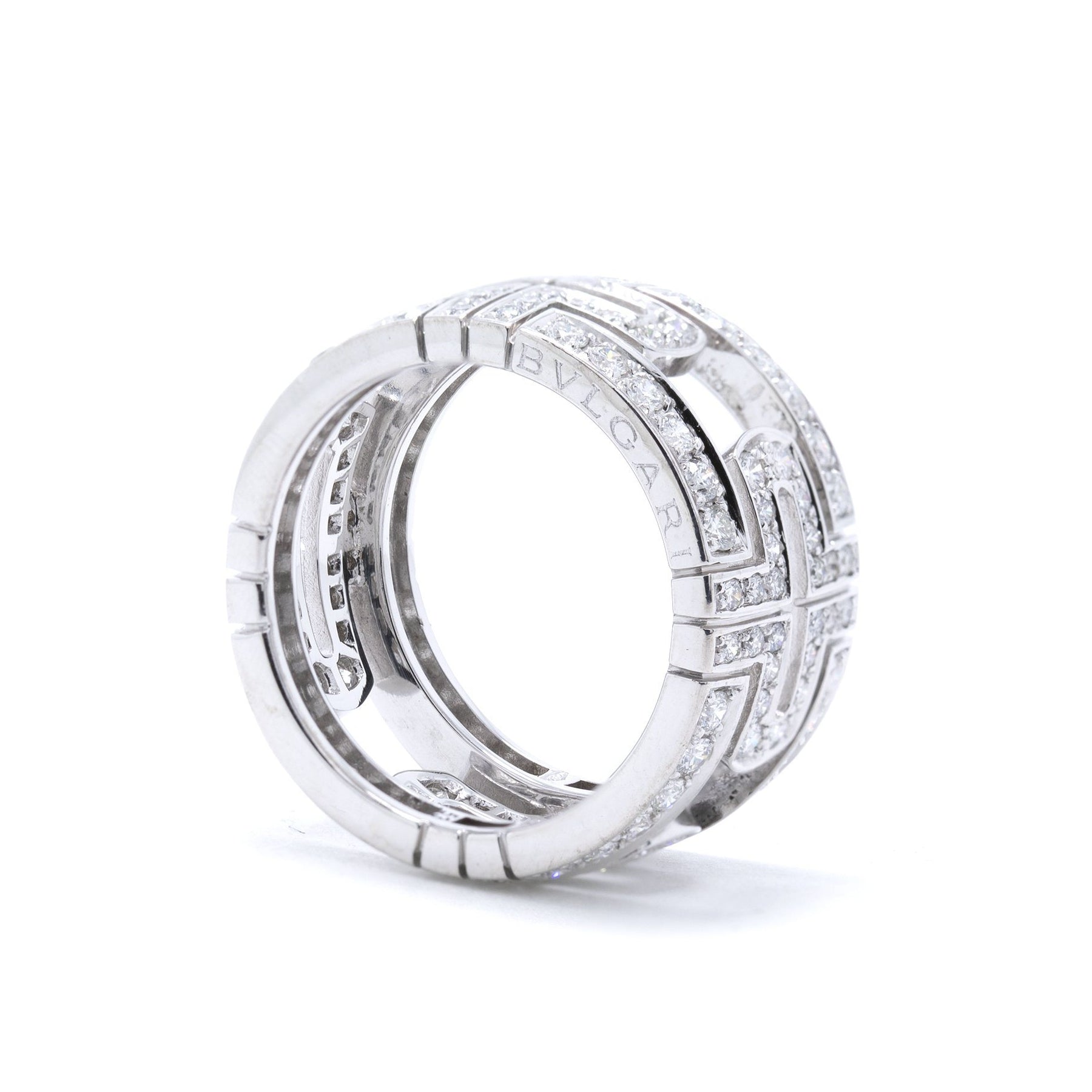 BVLGARI 18k White Gold Diamond Parentesi Ring