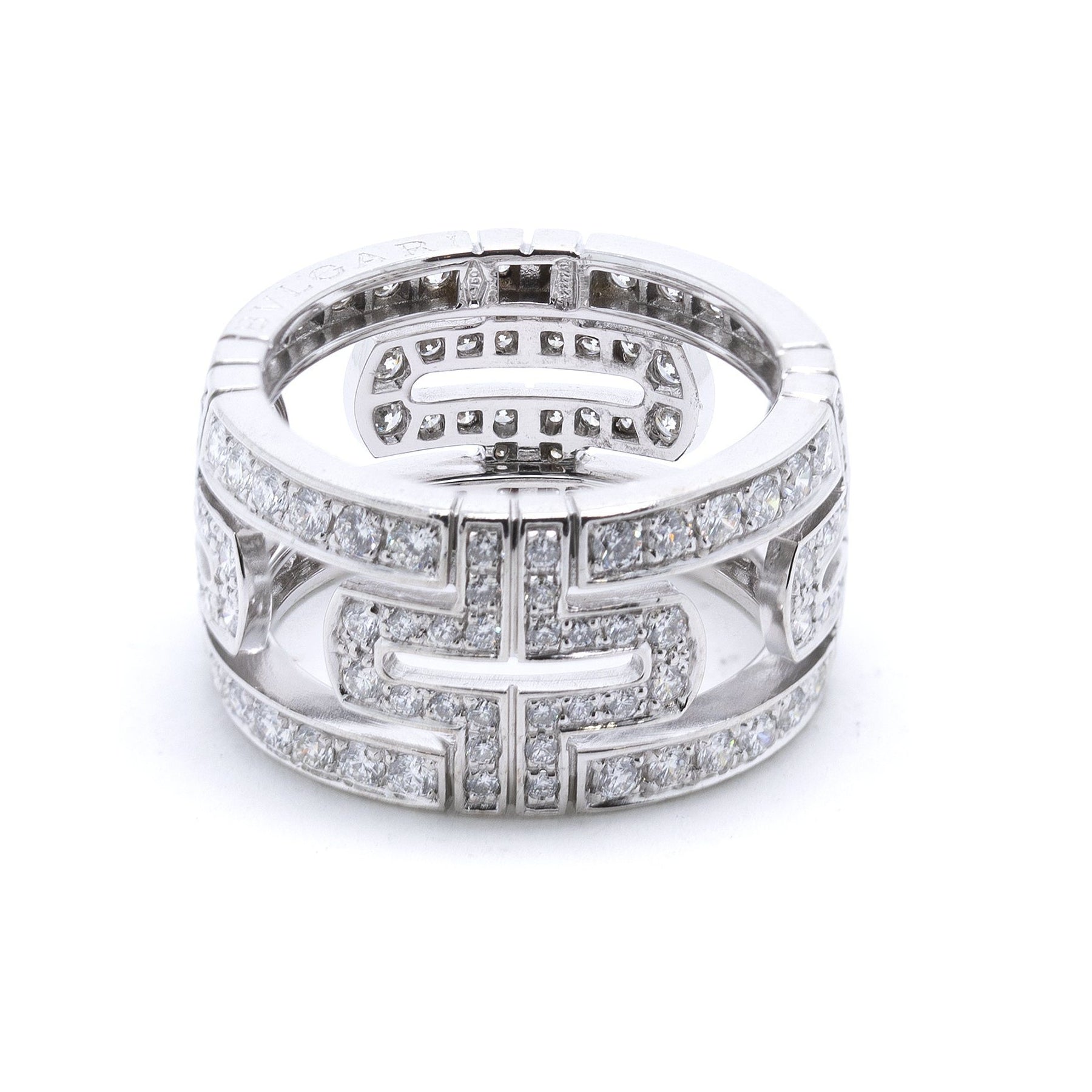 BVLGARI 18k White Gold Diamond Parentesi Ring