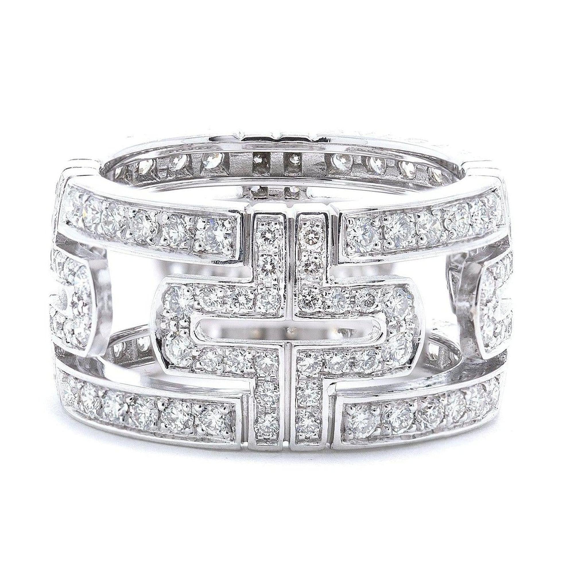 BVLGARI 18k White Gold Diamond Parentesi Ring