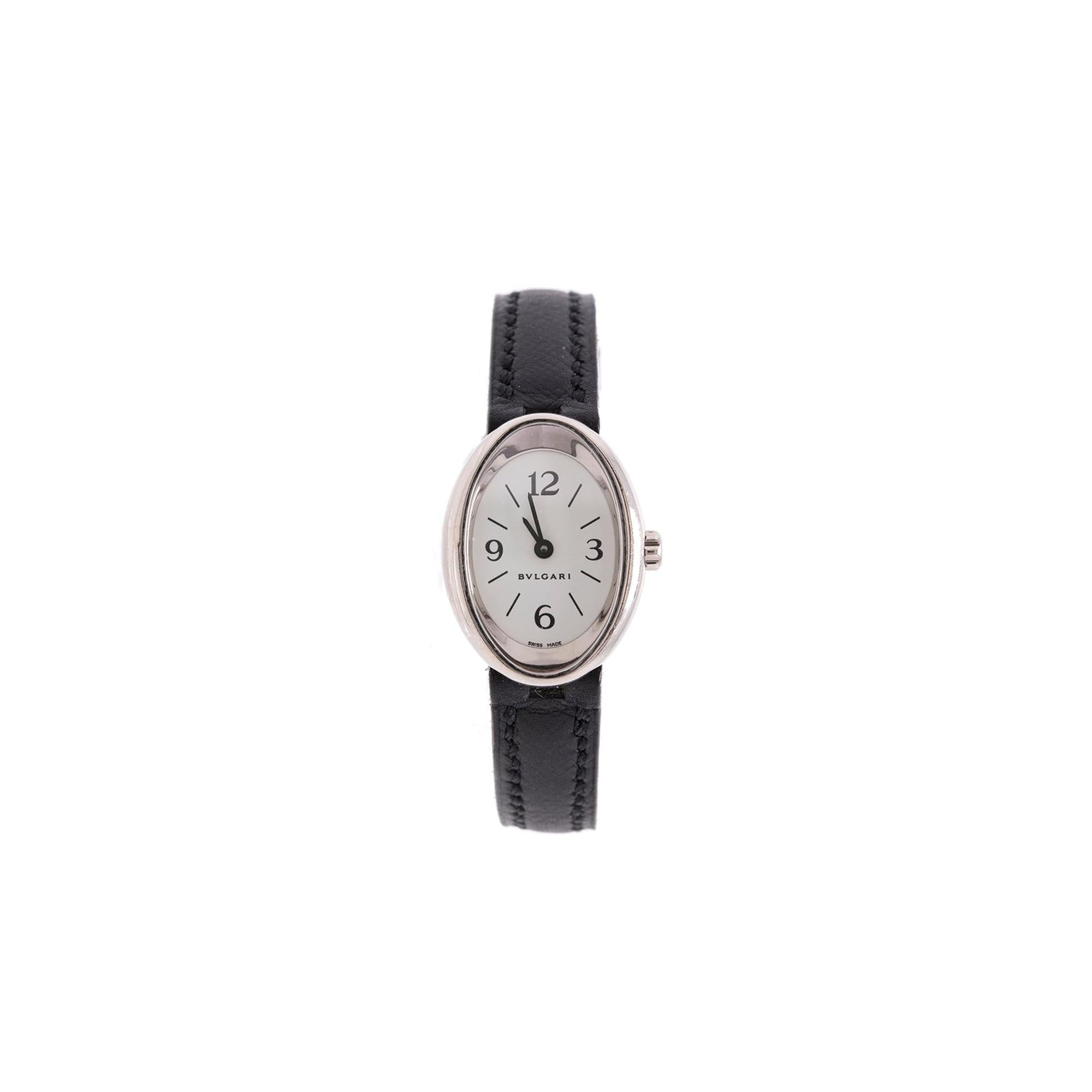 BVLGARI 18k White Gold Oval Watch