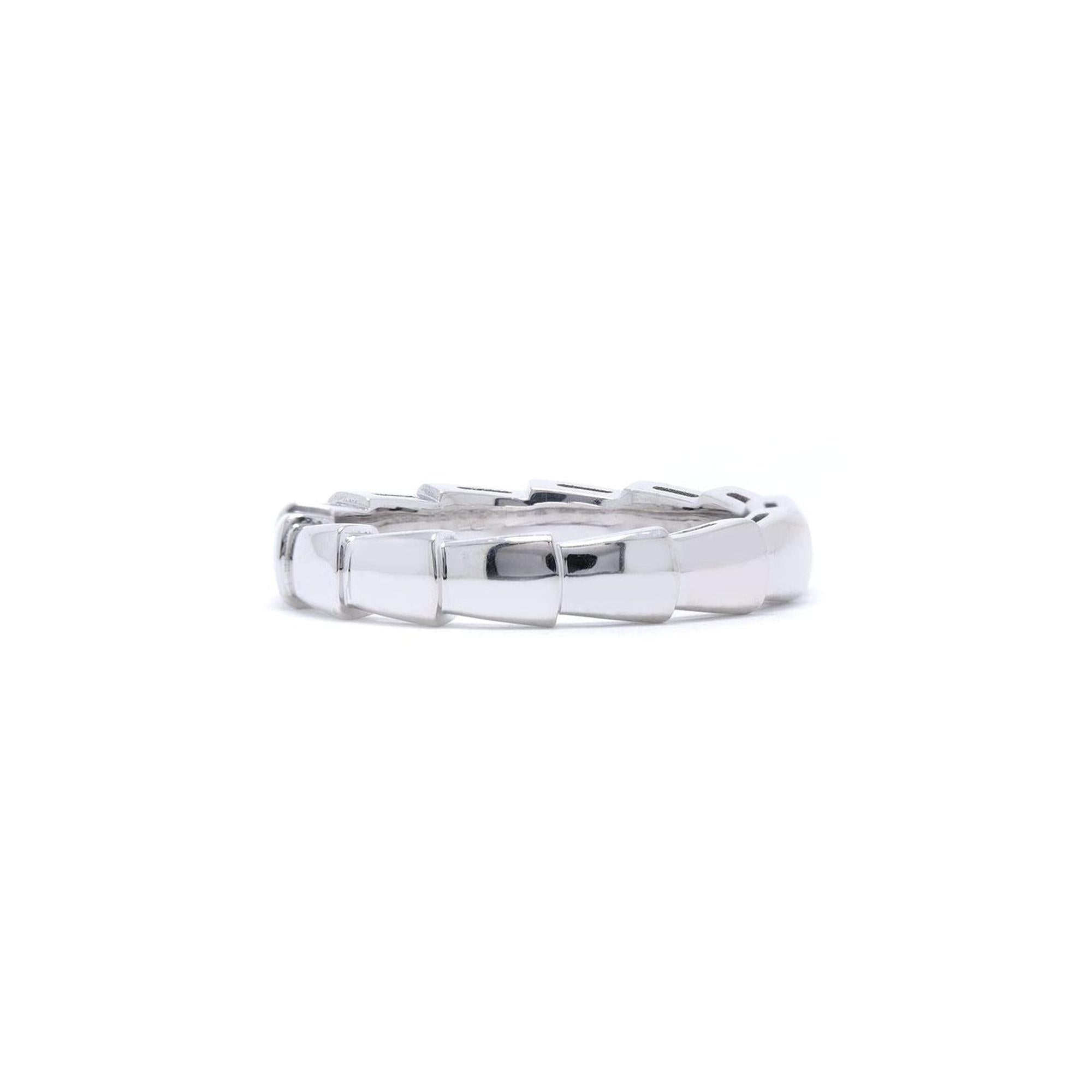 BVLGARI 18k White Gold Serpenti Viper Ring w/ Box