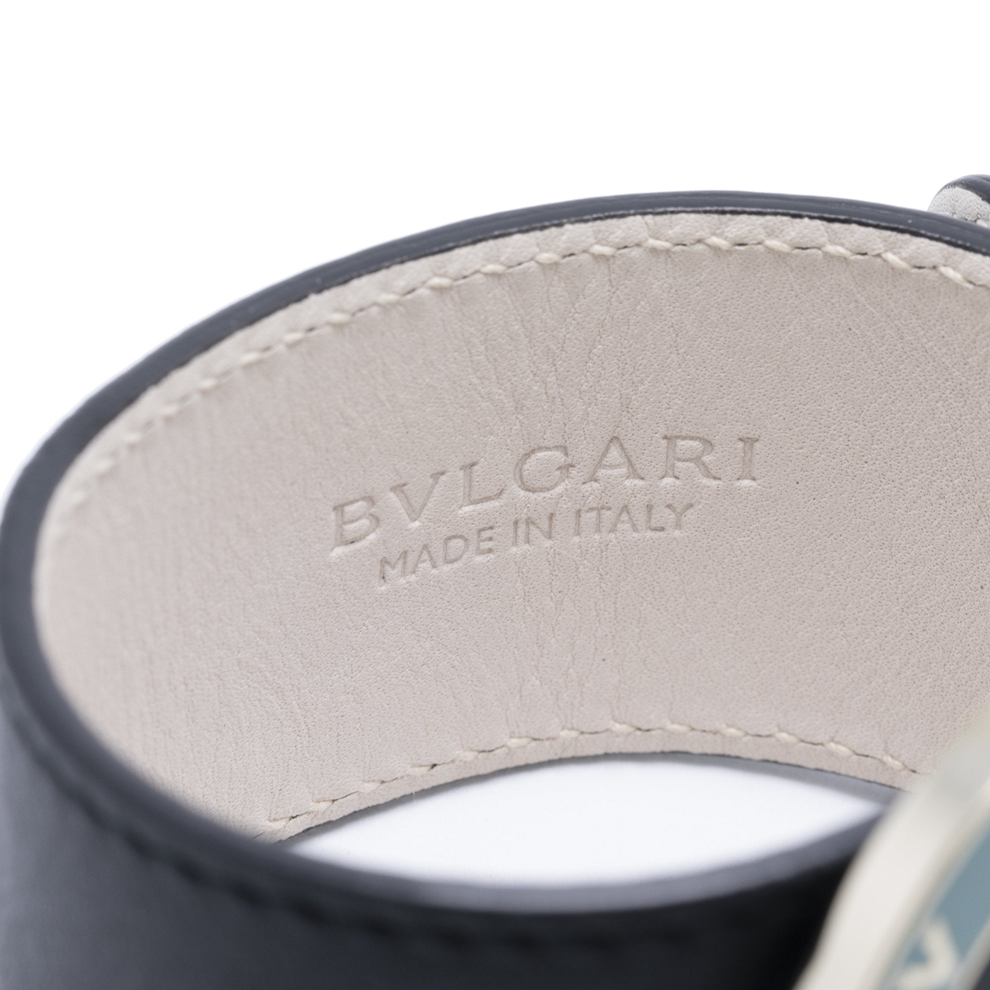 BVLGARI BVLGARI Wide Leather Bracelet w/ Certificate