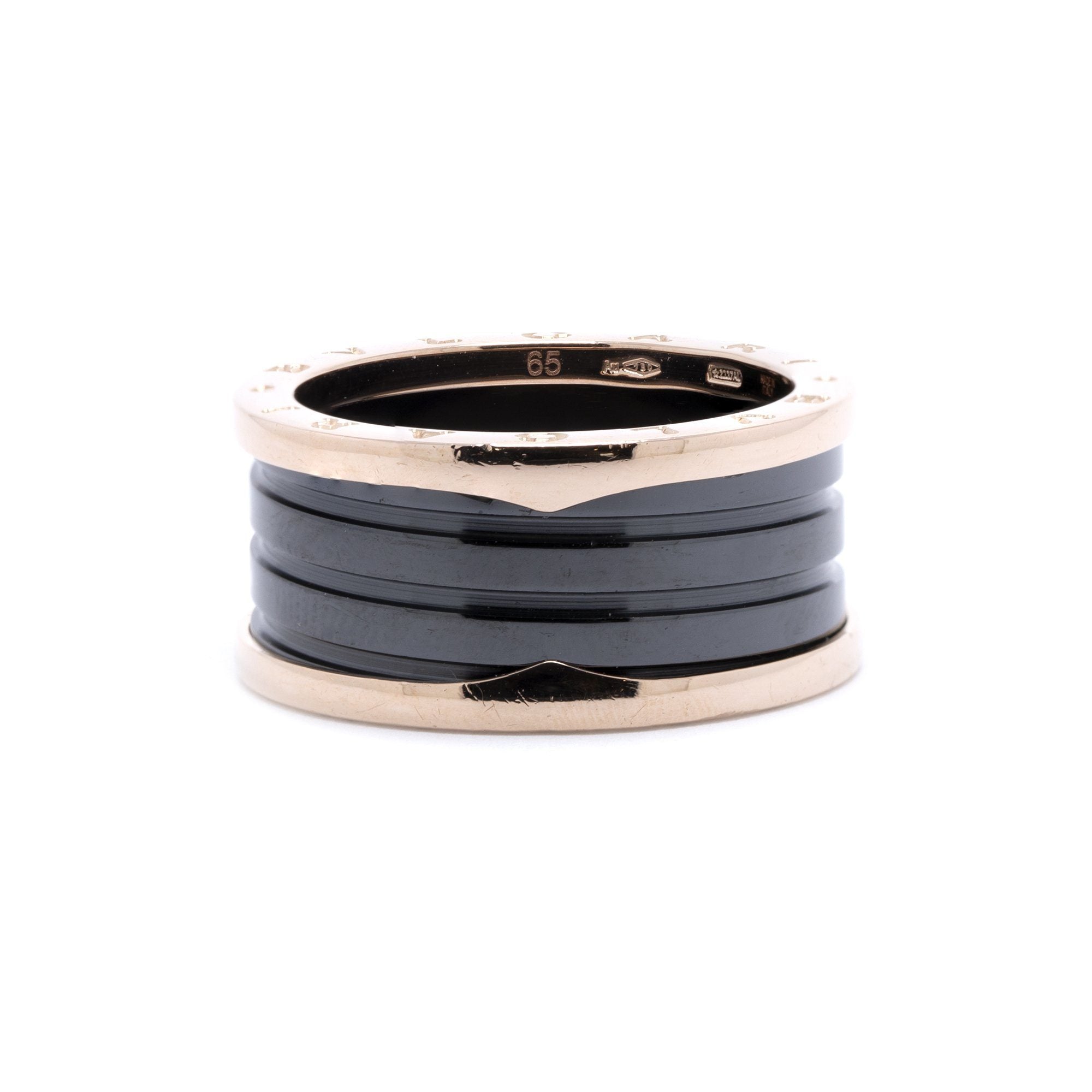 BVLGARI B.Zero1 Four-Band Ring with Rose Gold and Black Ceramic