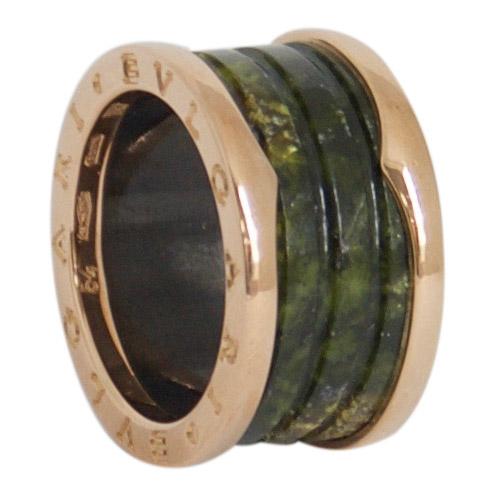 BVLGARI B.Zero1 Four-Band Ring with Rose Gold and Green Marble