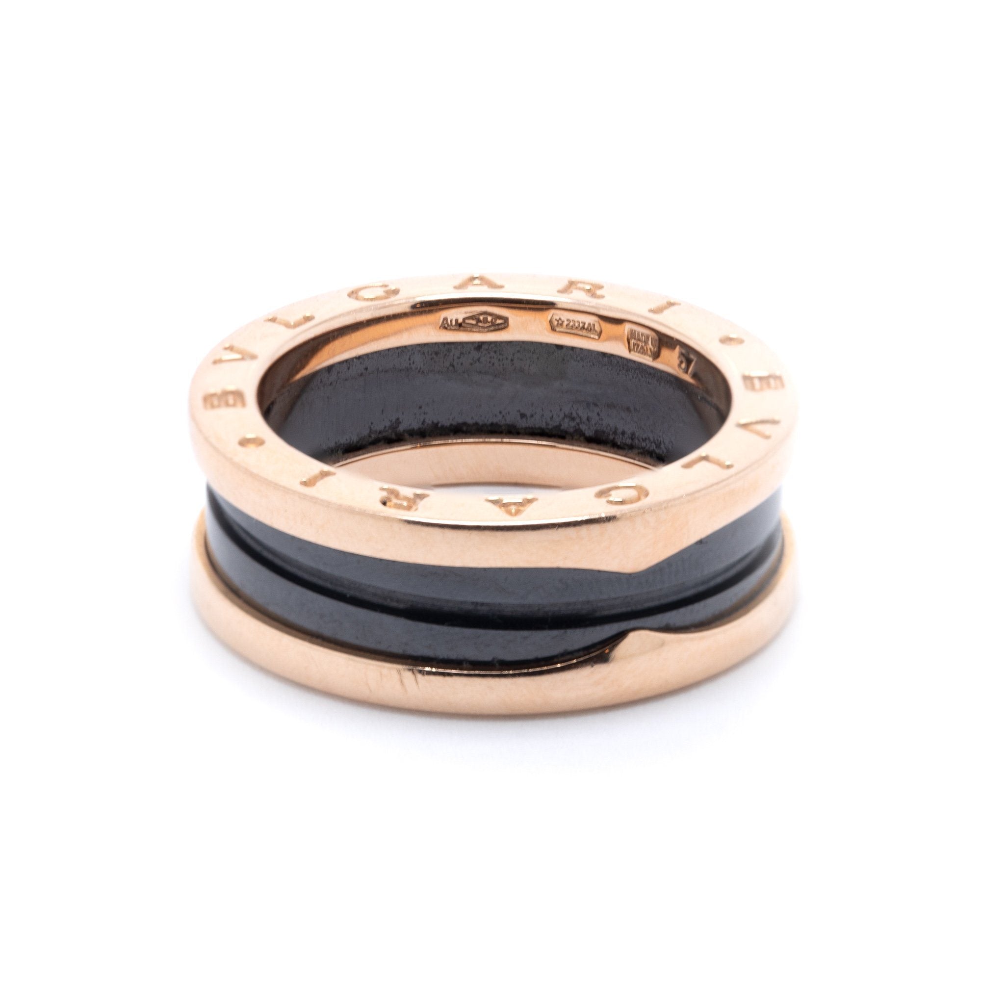 BVLGARI B.Zero1 Two-Band Ring with Rose Gold and Black Ceramic