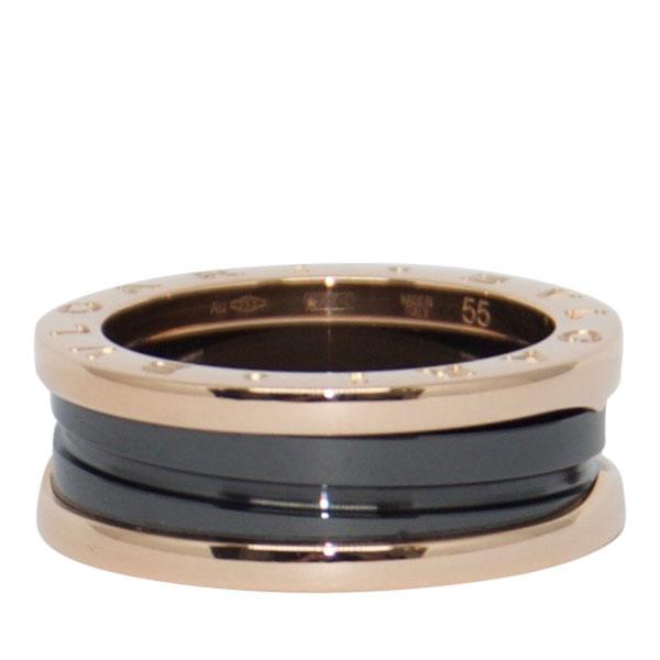 BVLGARI B.Zero1 Two-Band Ring with Rose Gold and Black Ceramic