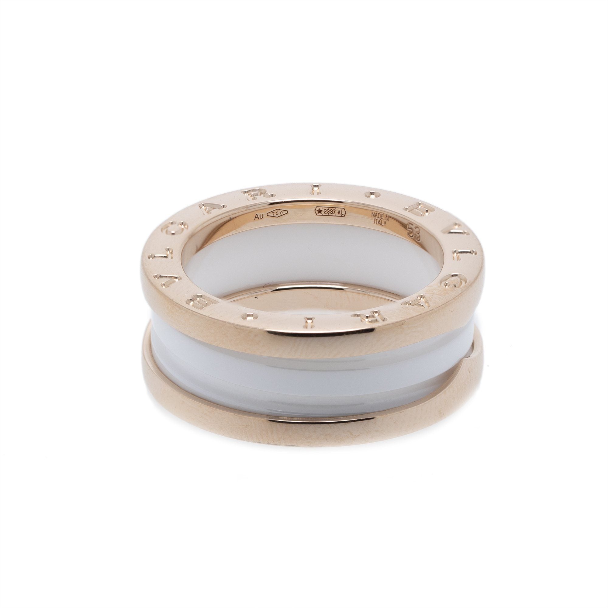 BVLGARI B.Zero1 Two-Band Ring with Rose Gold and White Ceramic