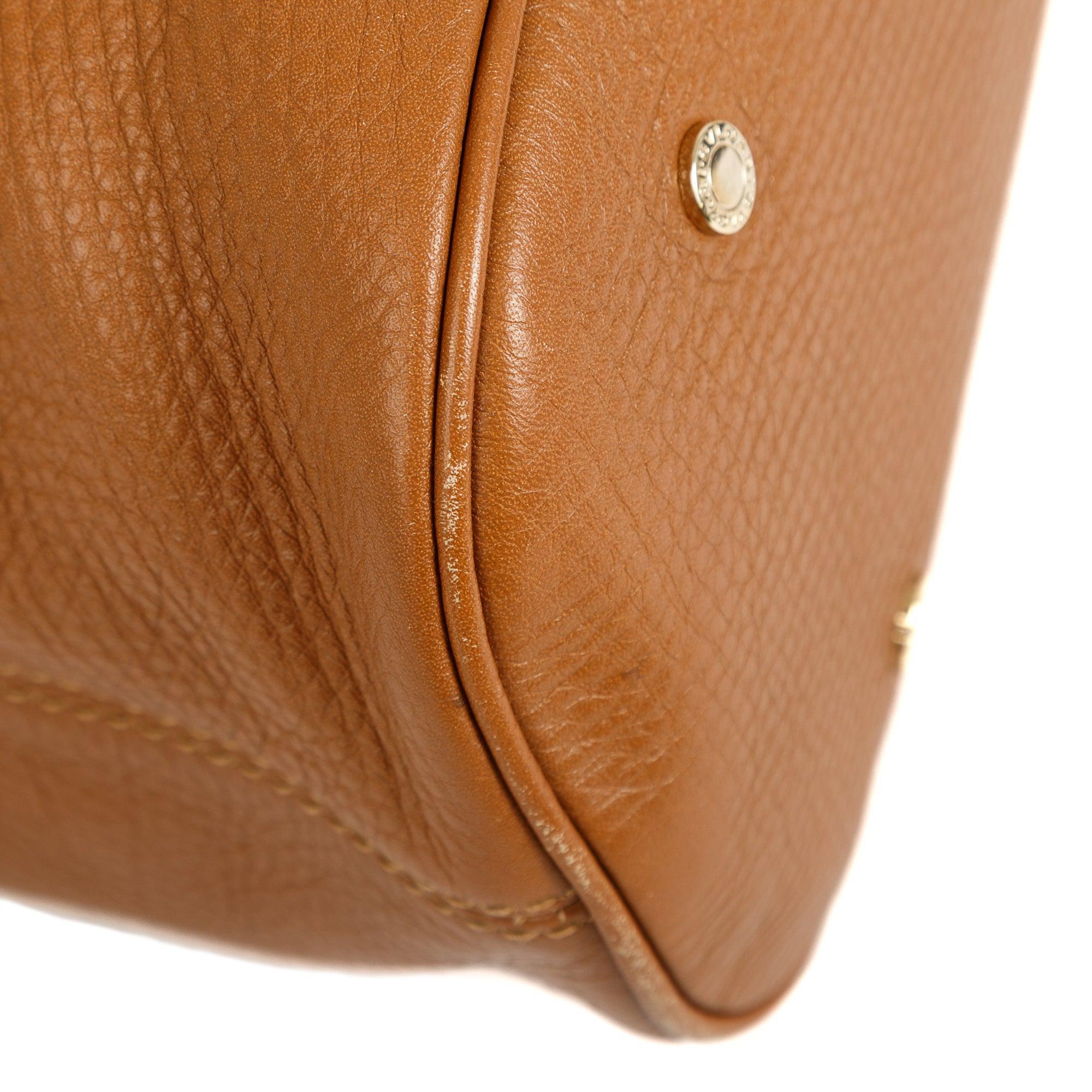 BVLGARI Brown Leather Leoni Satchel w/ Strap