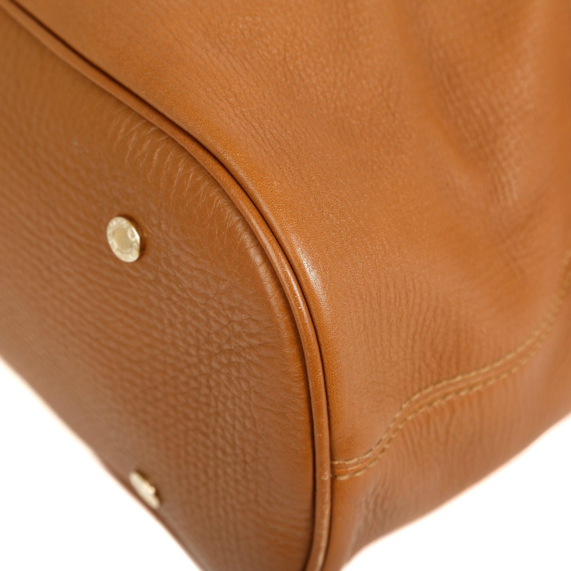 BVLGARI Brown Leather Leoni Satchel w/ Strap