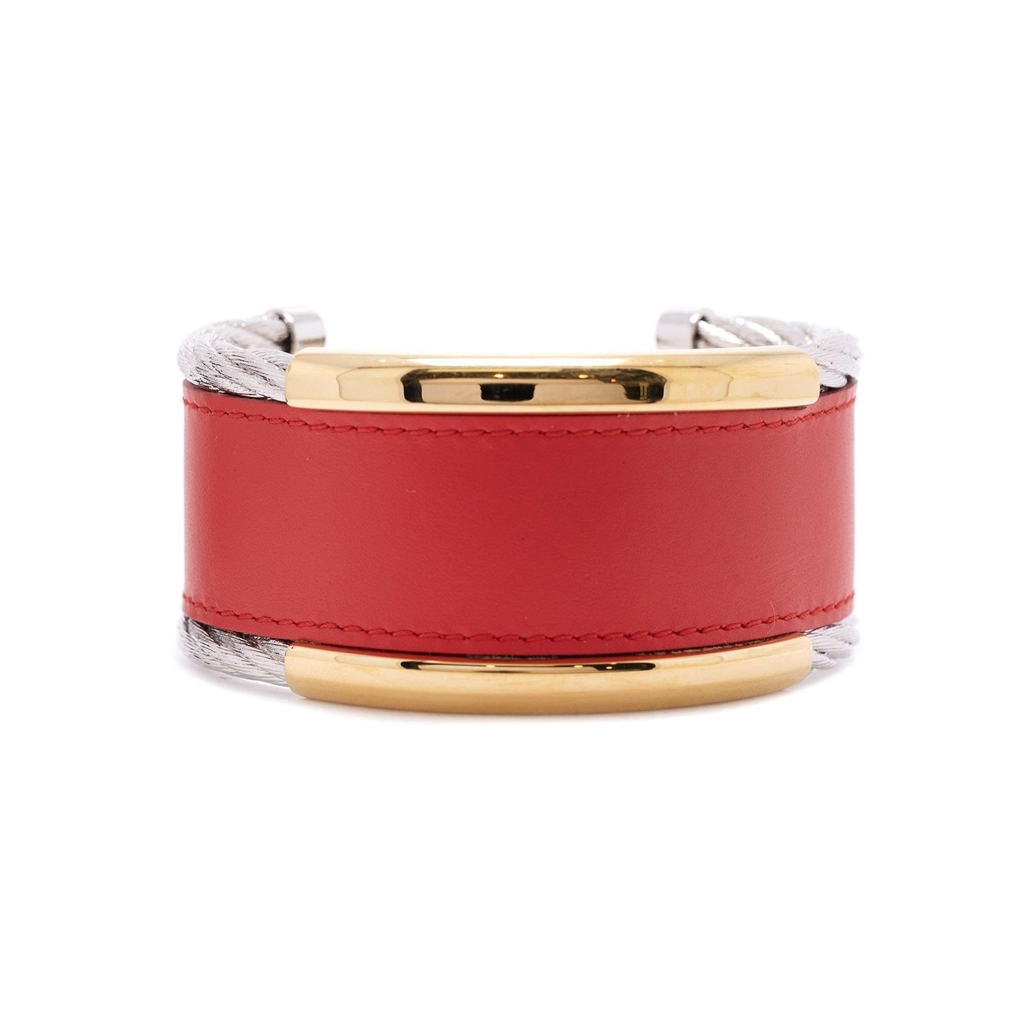 Balenciaga Brass Leather Cable Cuff Bracelet w/ Box