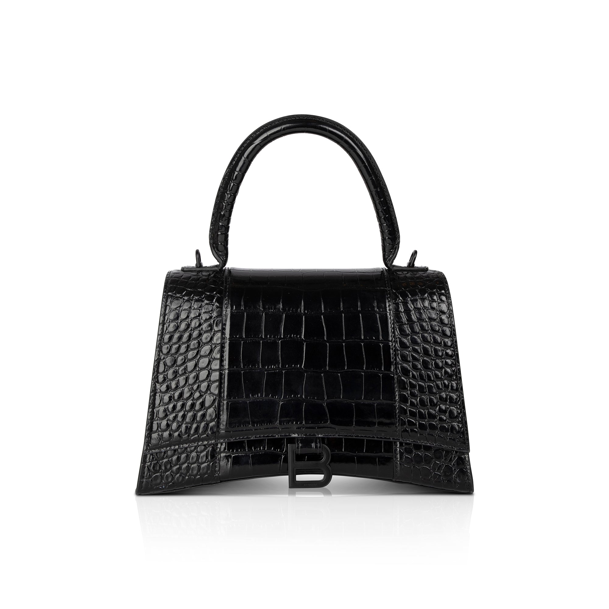 Balenciaga Croc-Embossed Hourglass Medium Top Handle Bag