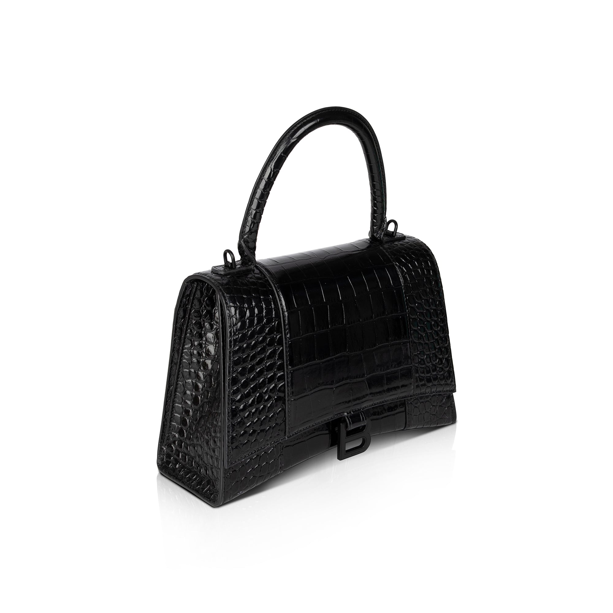 Balenciaga Croc-Embossed Hourglass Medium Top Handle Bag