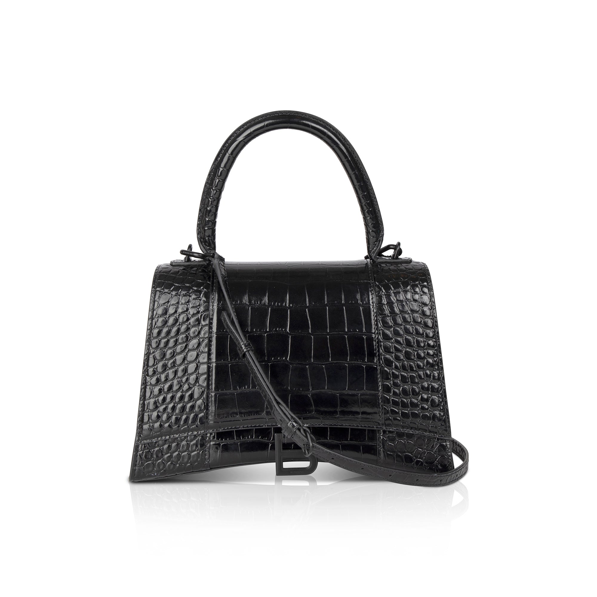 Balenciaga Croc-Embossed Hourglass Medium Top Handle Bag