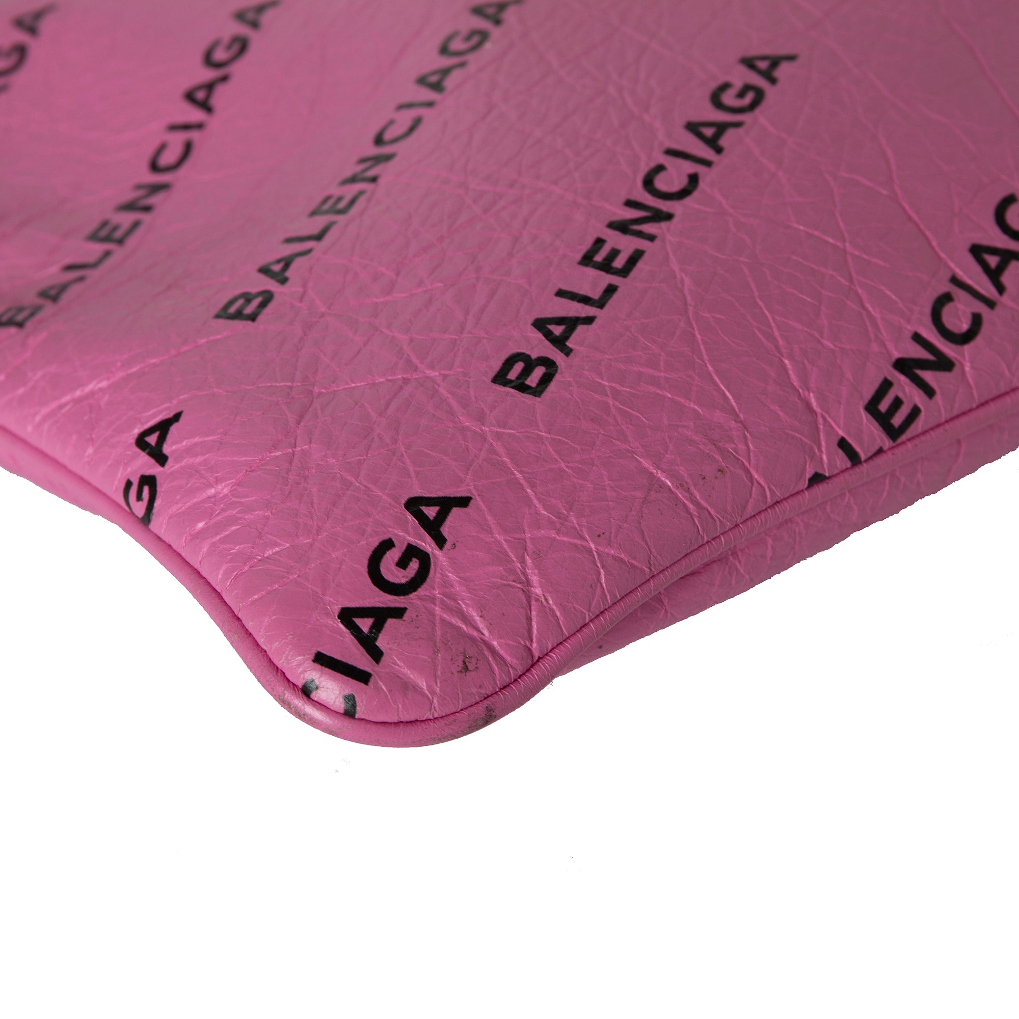 Balenciaga Logo Leather Bazar Pouch