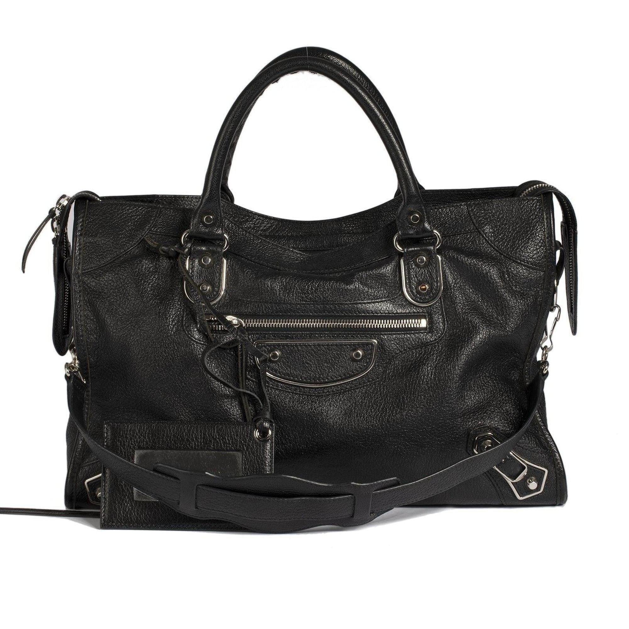 Balenciaga Motocross Classic Silver City Bag