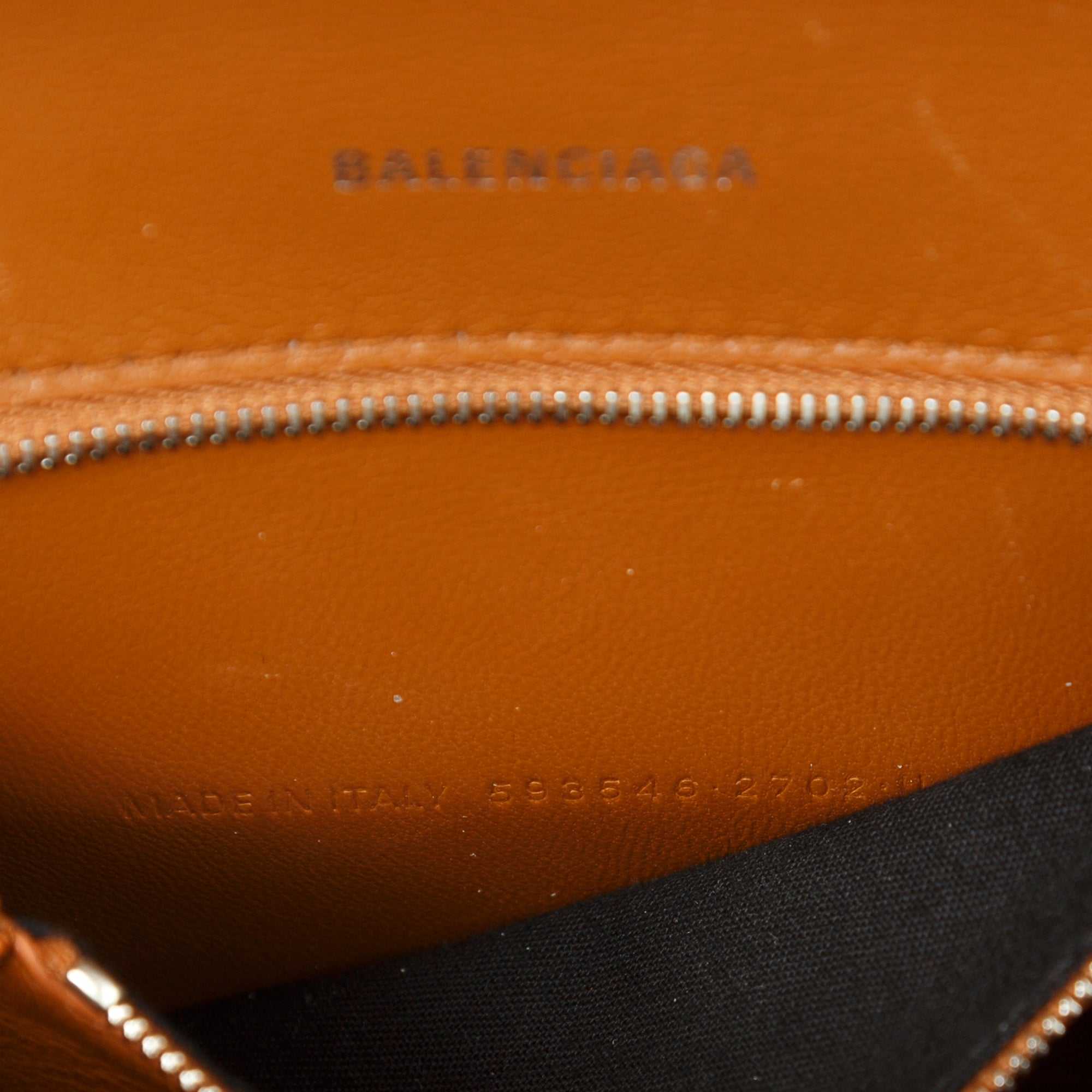 Balenciaga Small Brown Croc-Embossed Hourglass Top Handle Bag W/ Strap
