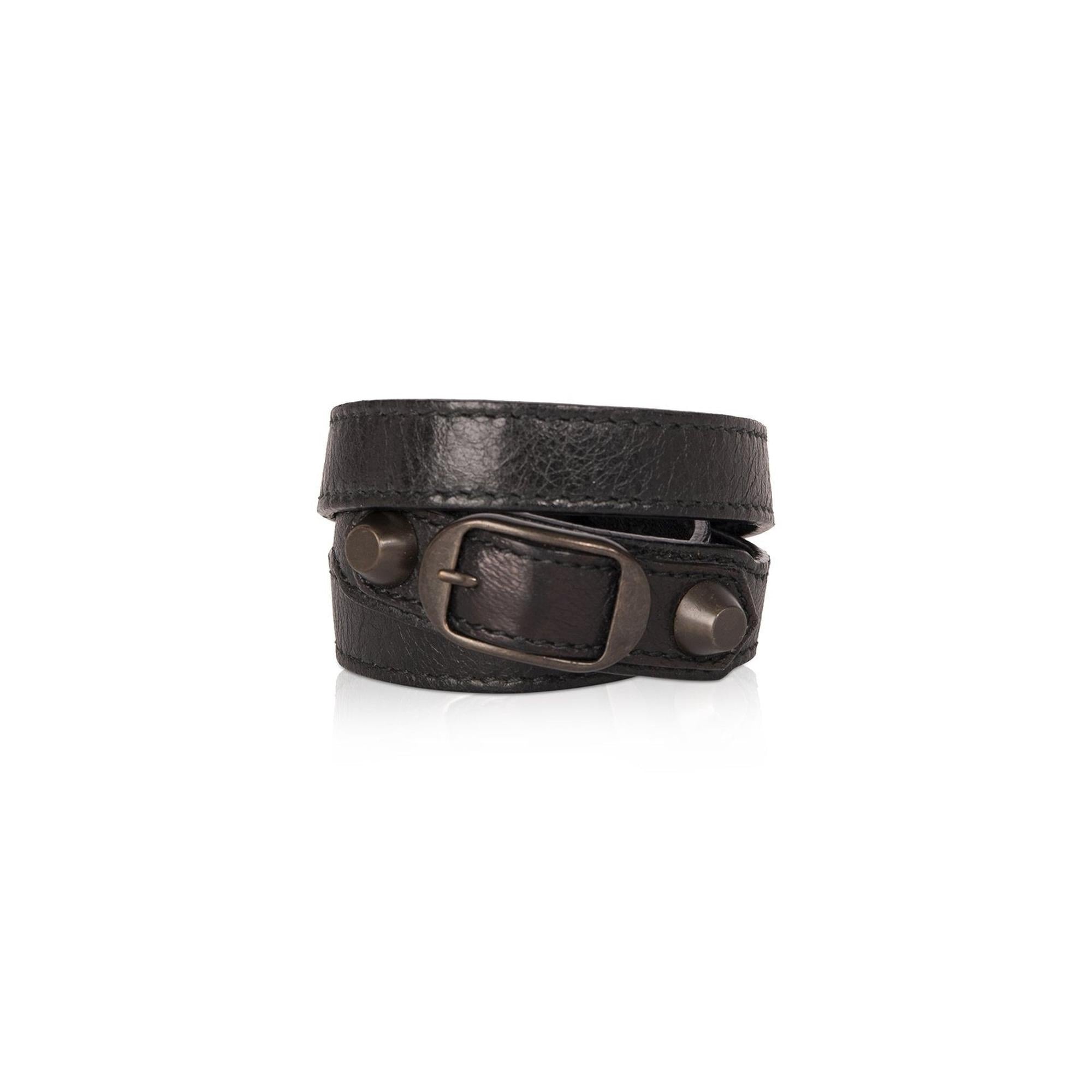 Balenciaga Triple Tour Leather Wrap Bracelet w/ Box