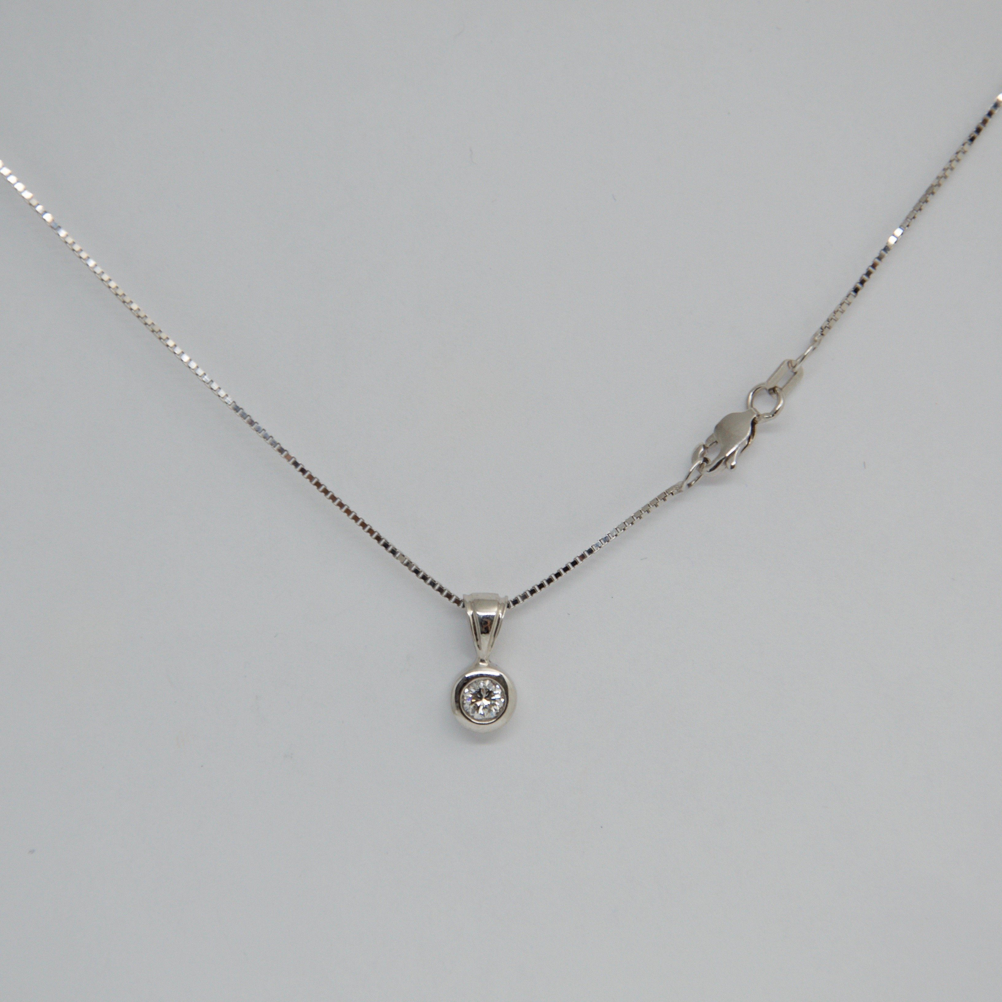 Bezel Set Diamond Solitaire Pendant Necklace