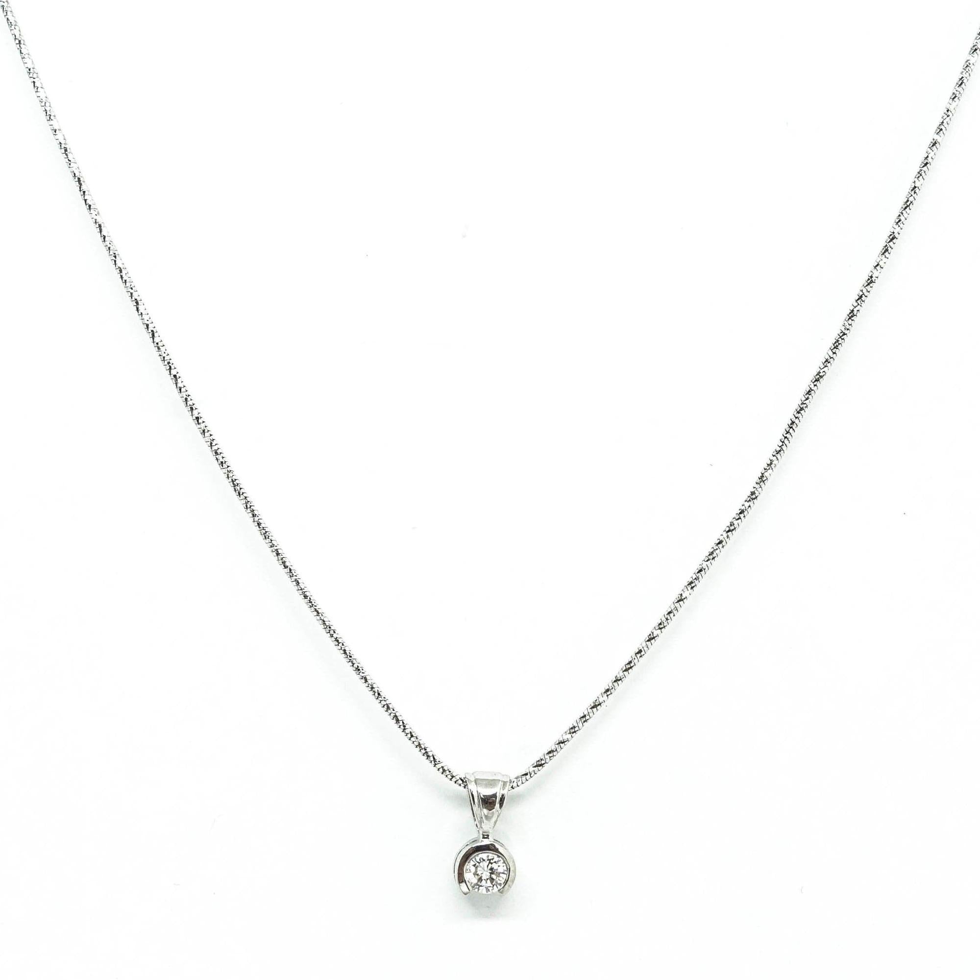 Bezel Set Diamond Solitaire Pendant Necklace