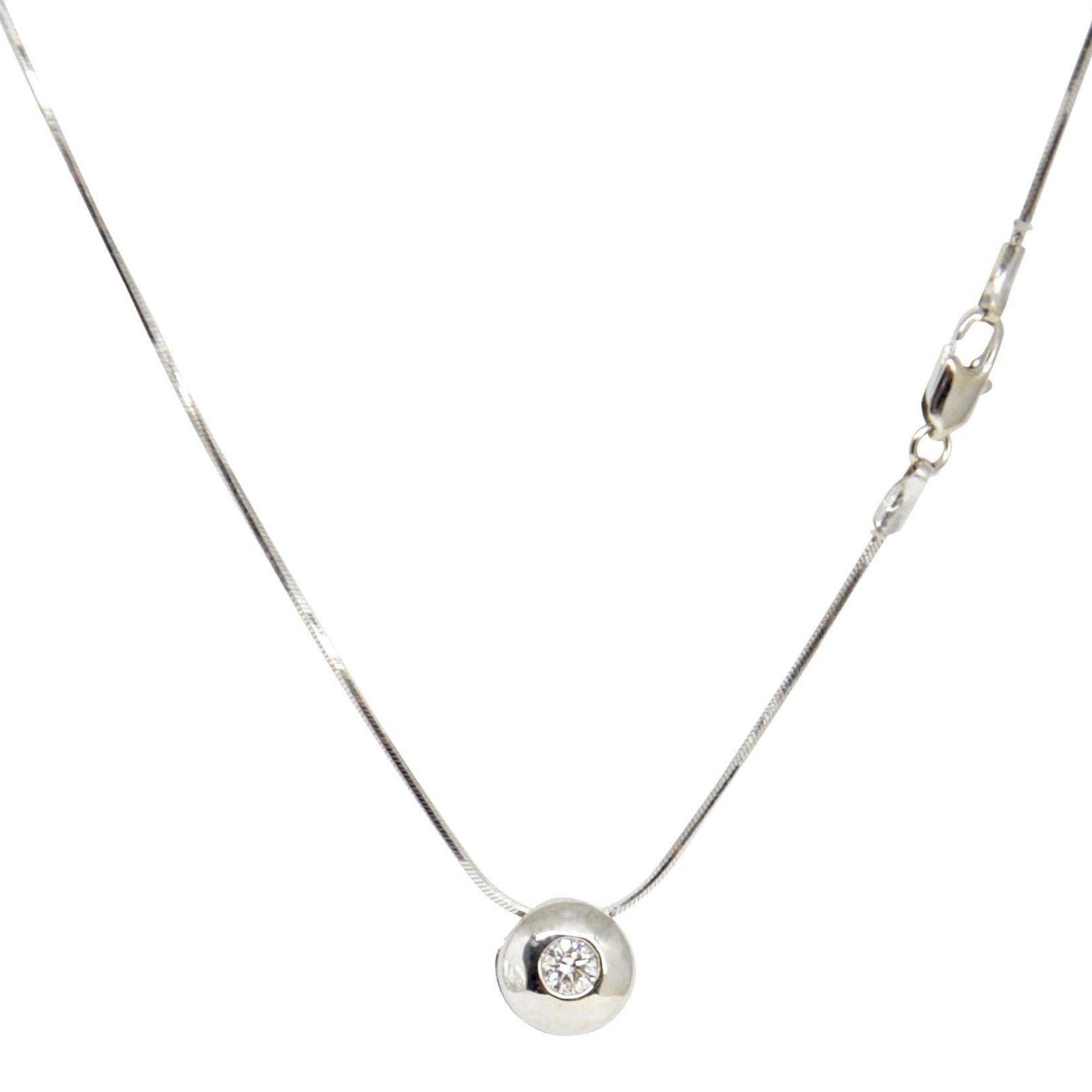 Bezel-Set Diamond Solitaire Pendant Necklace