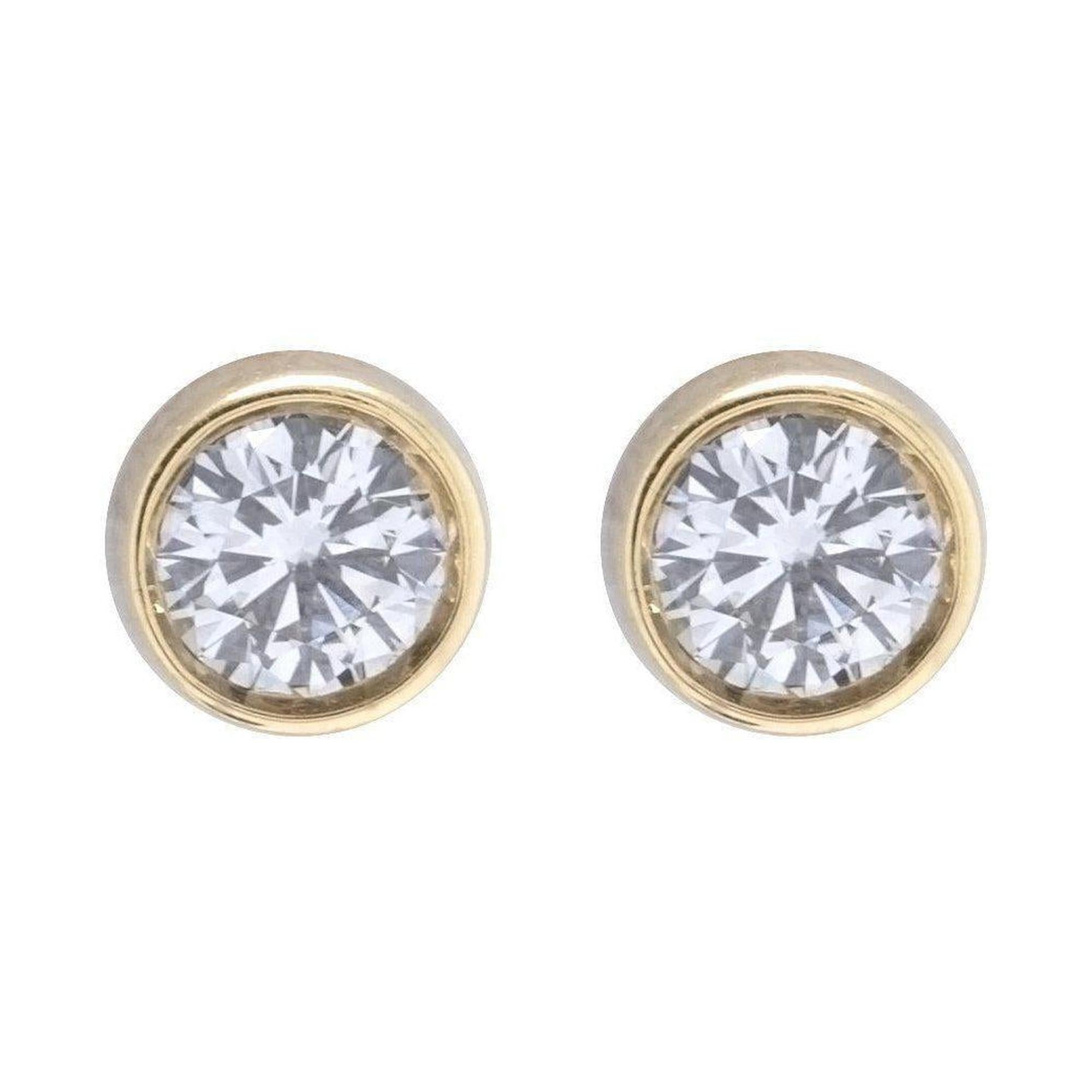 Bezel-Set Diamond Stud Earrings