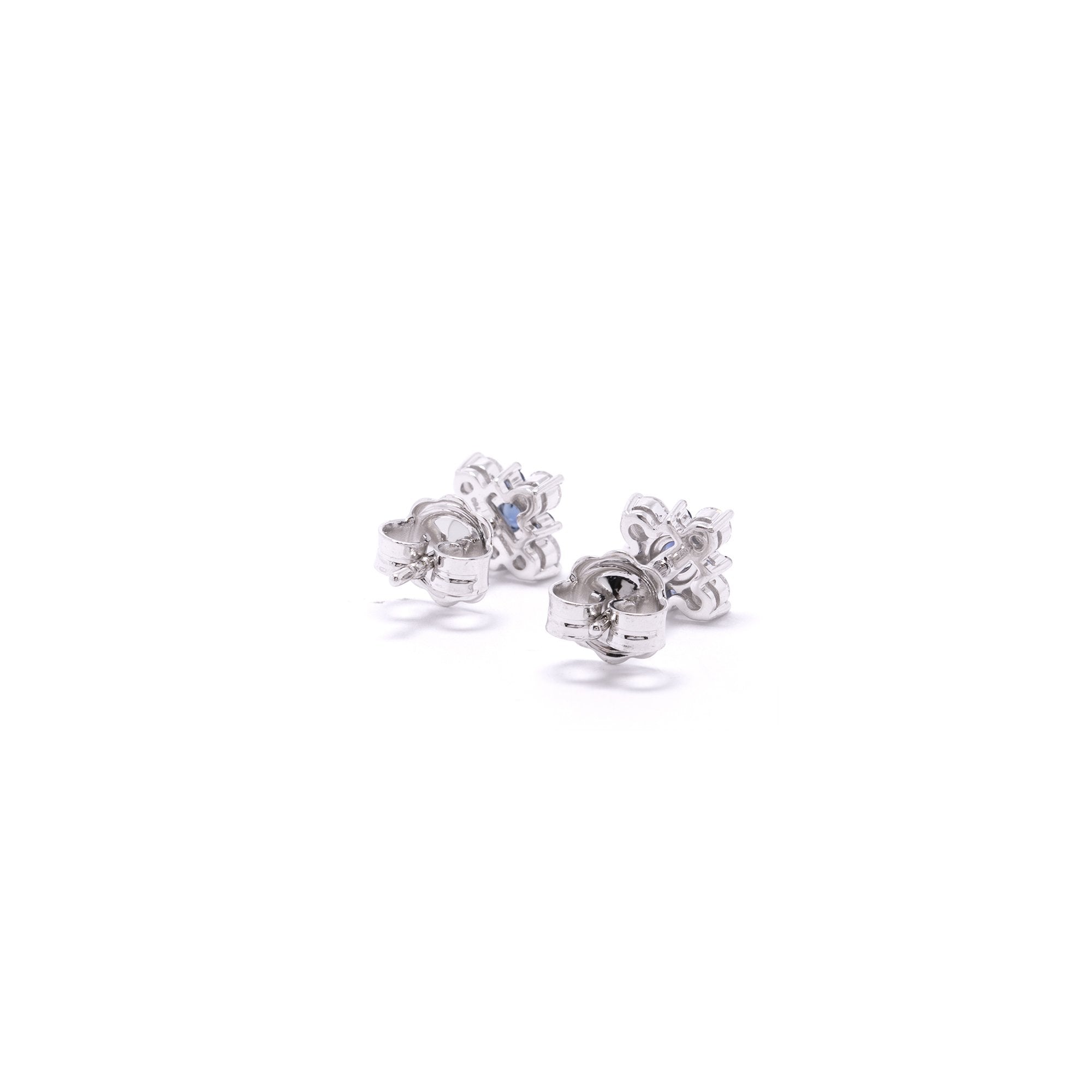 Birks 18k White Diamond & Blue Sapphire Earrings