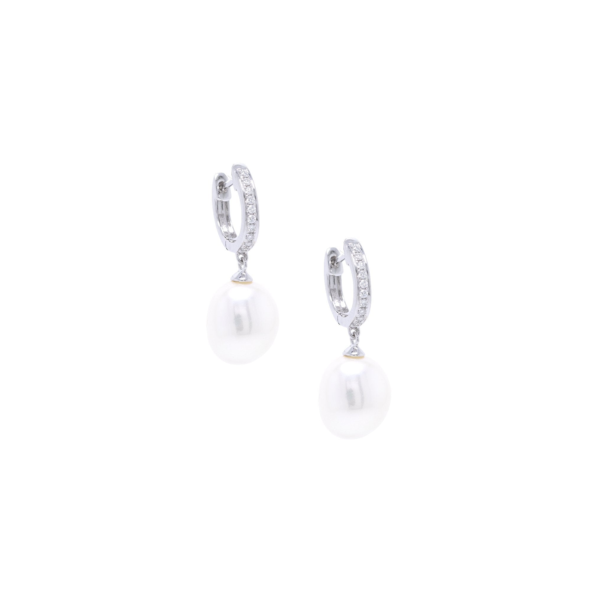 Birks 18k White Gold Pearl & Diamond Drop Earrings