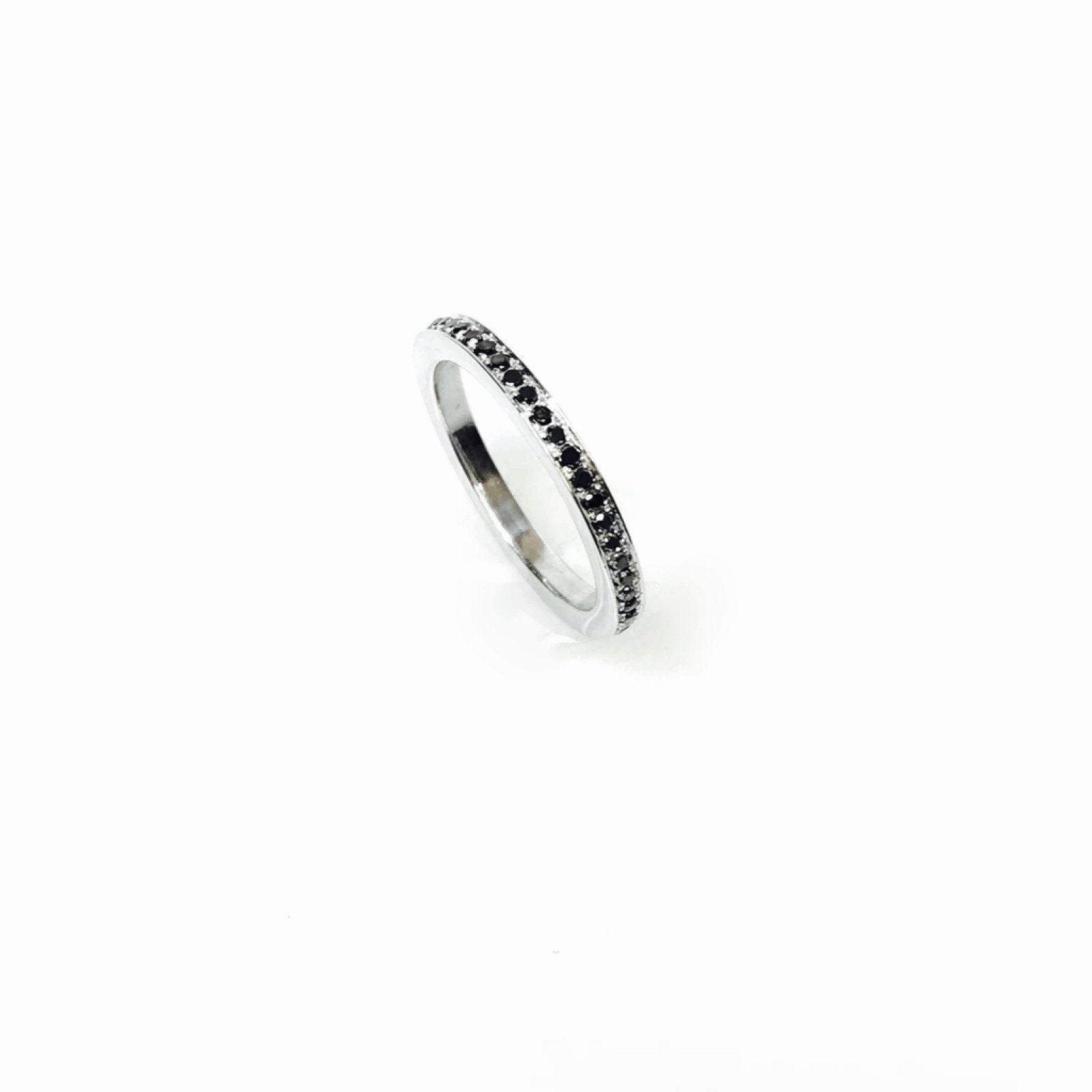 Black Diamond Eternity Band in 18kt White Gold