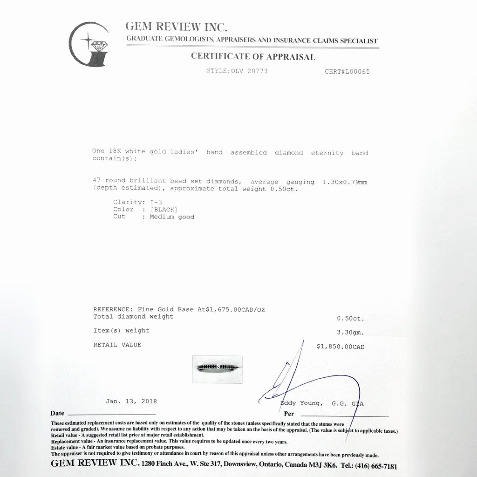 Black Diamond Eternity Band in 18kt White Gold