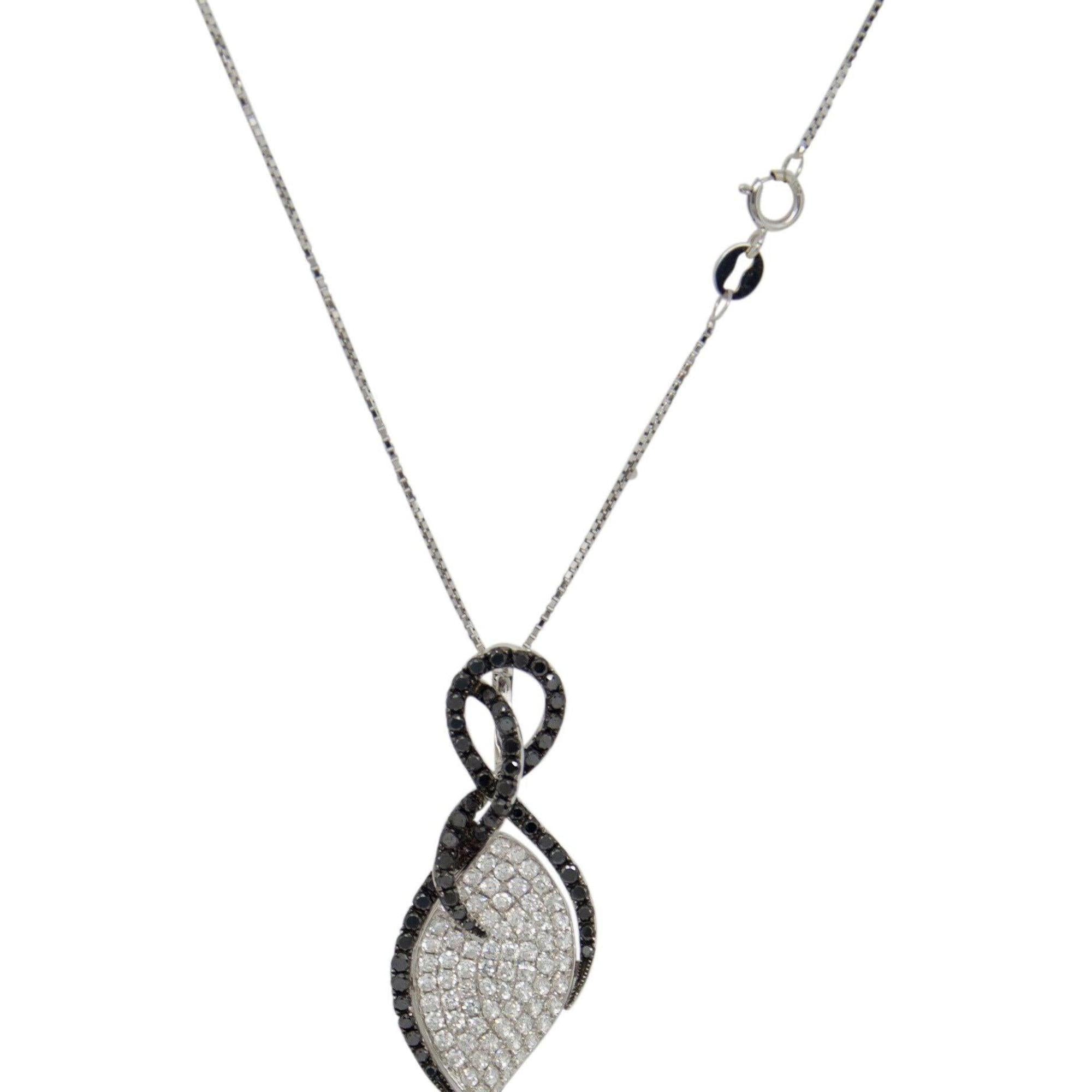 Black & White Pave Diamond Pendant Necklace