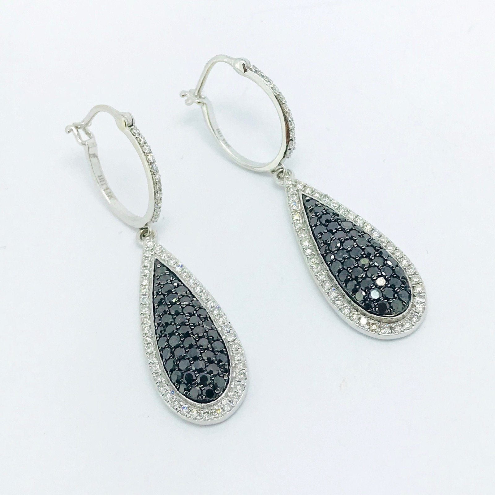 Black and White Diamond Drop Earrings