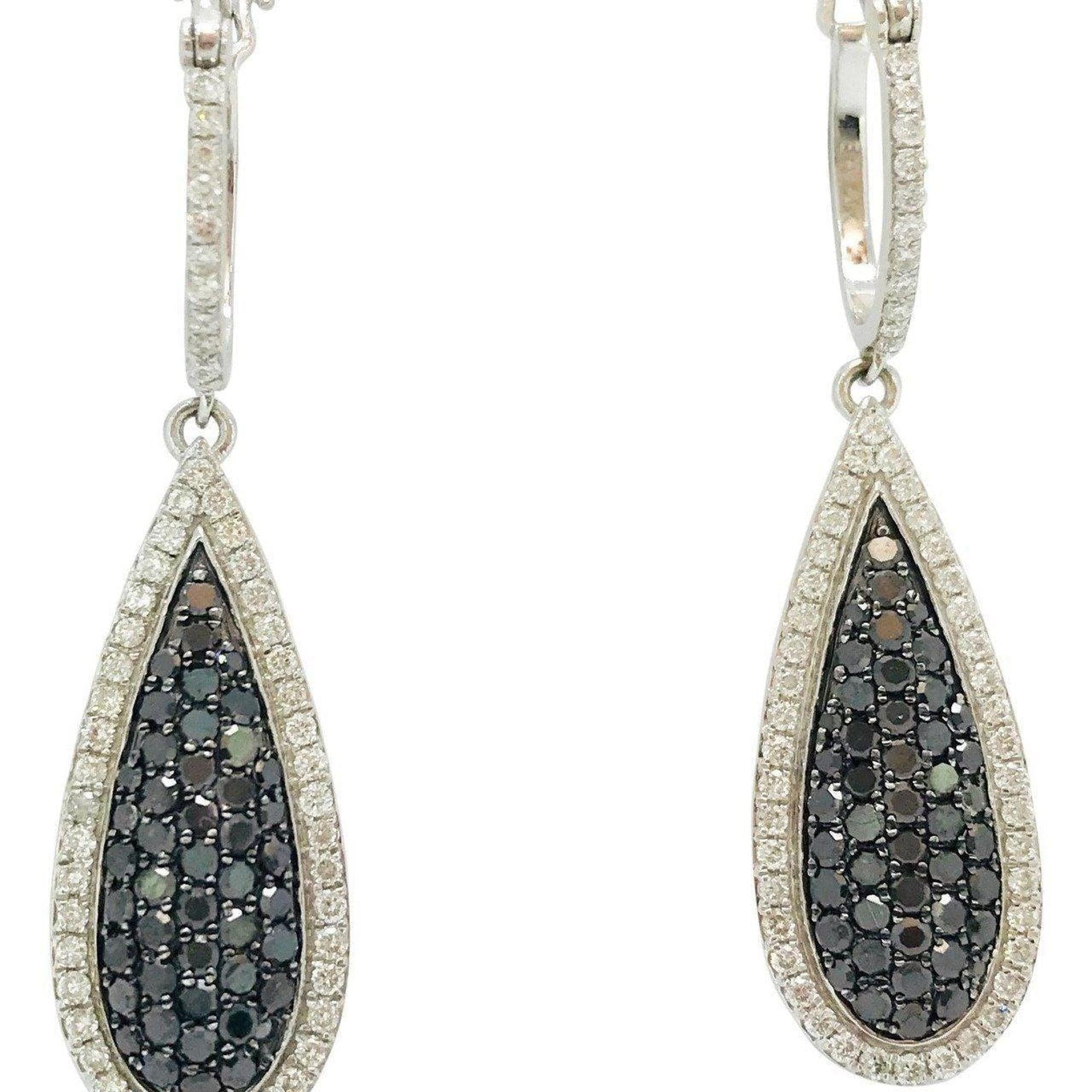 Black and White Diamond Drop Earrings