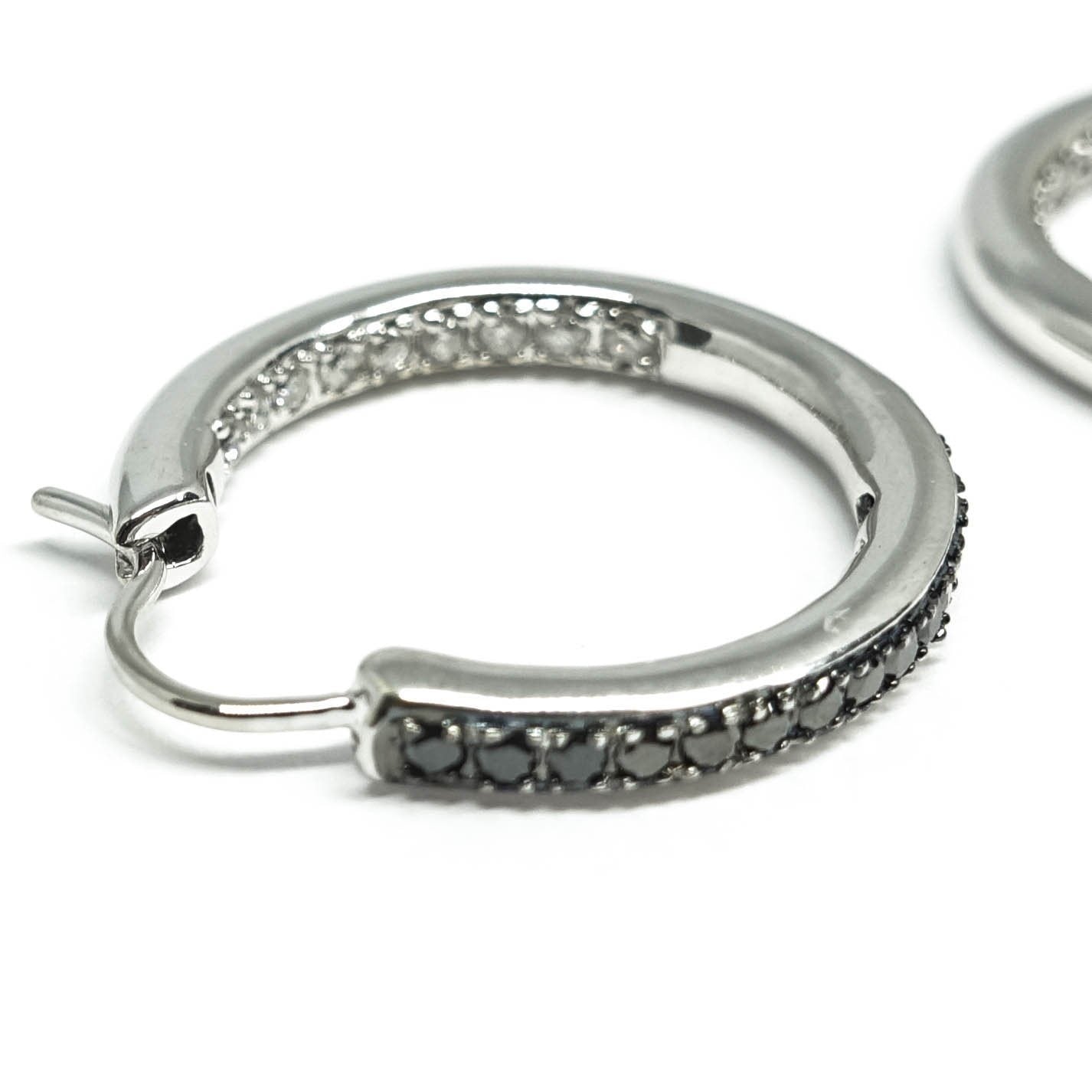Black and White Diamond Hoop Earrings