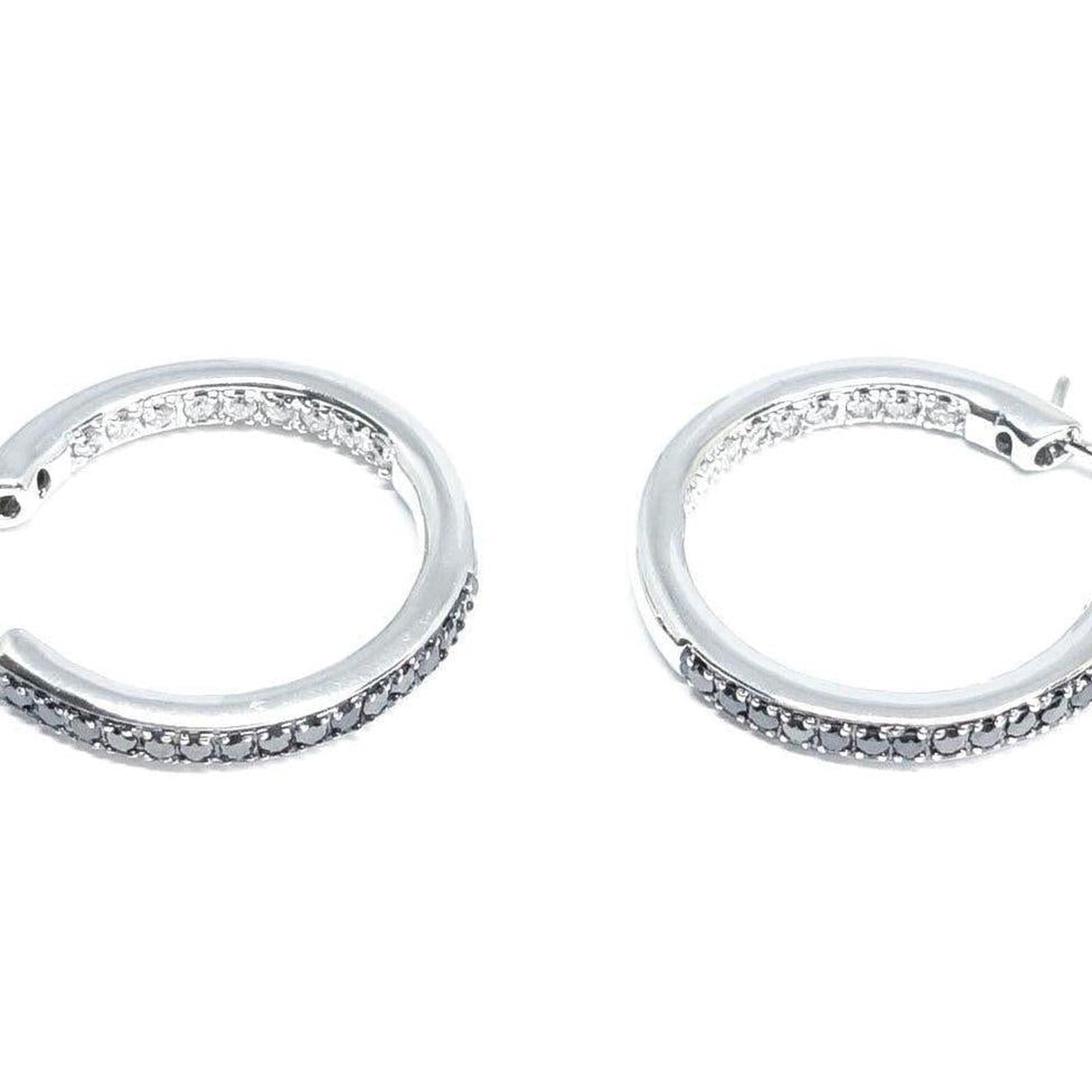 Black and White Diamond Hoop Earrings