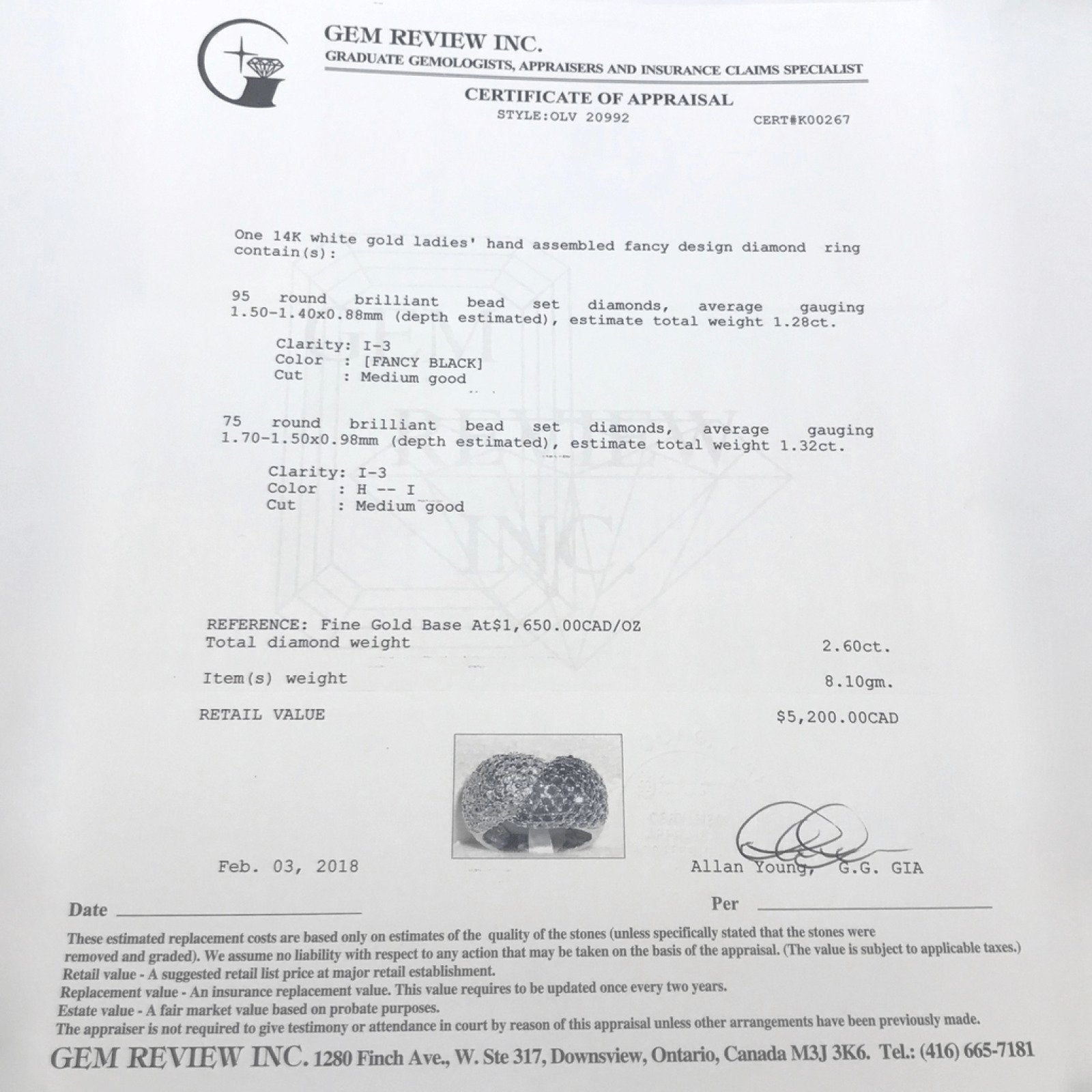 Black and White Diamond Ring