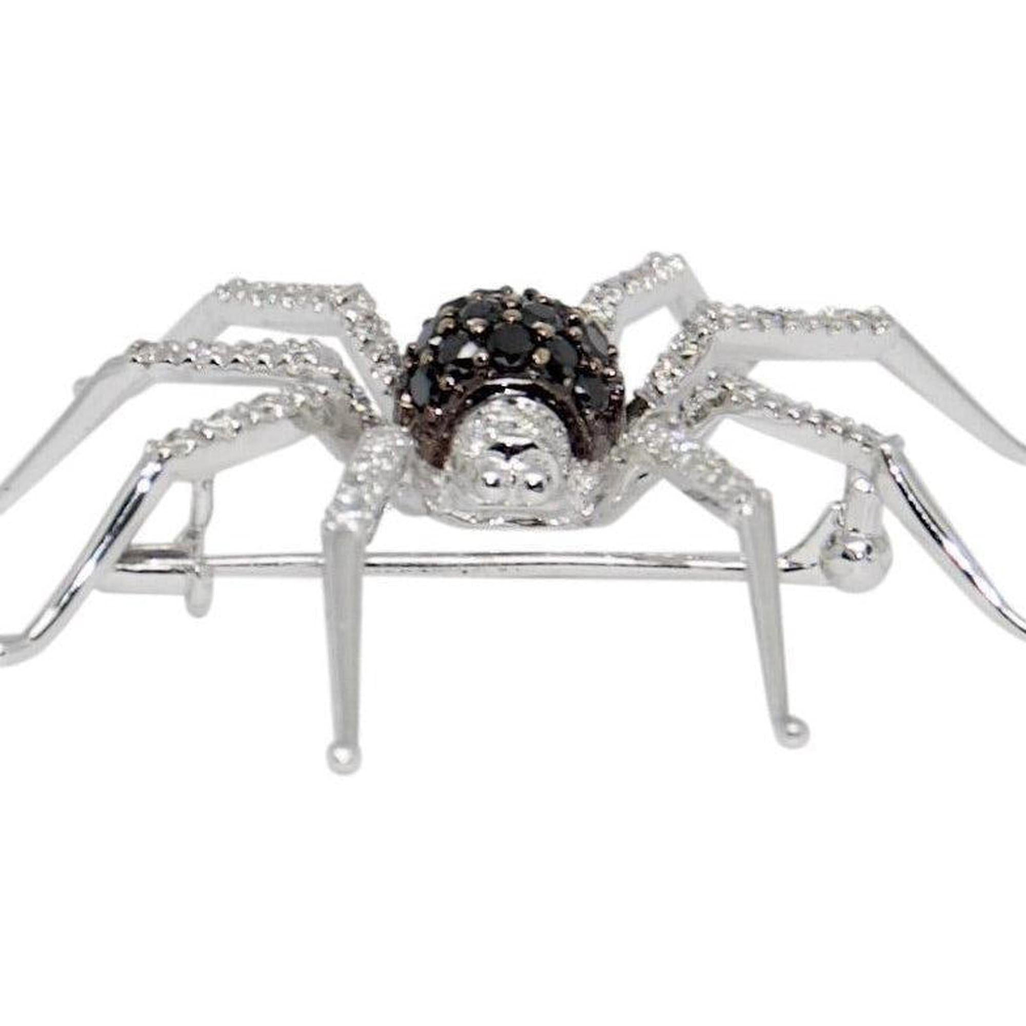 Black and White Diamond Spider Brooch