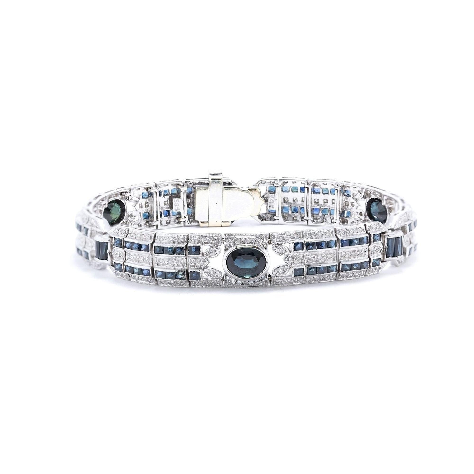 Blue Sapphire & Diamond Bracelet