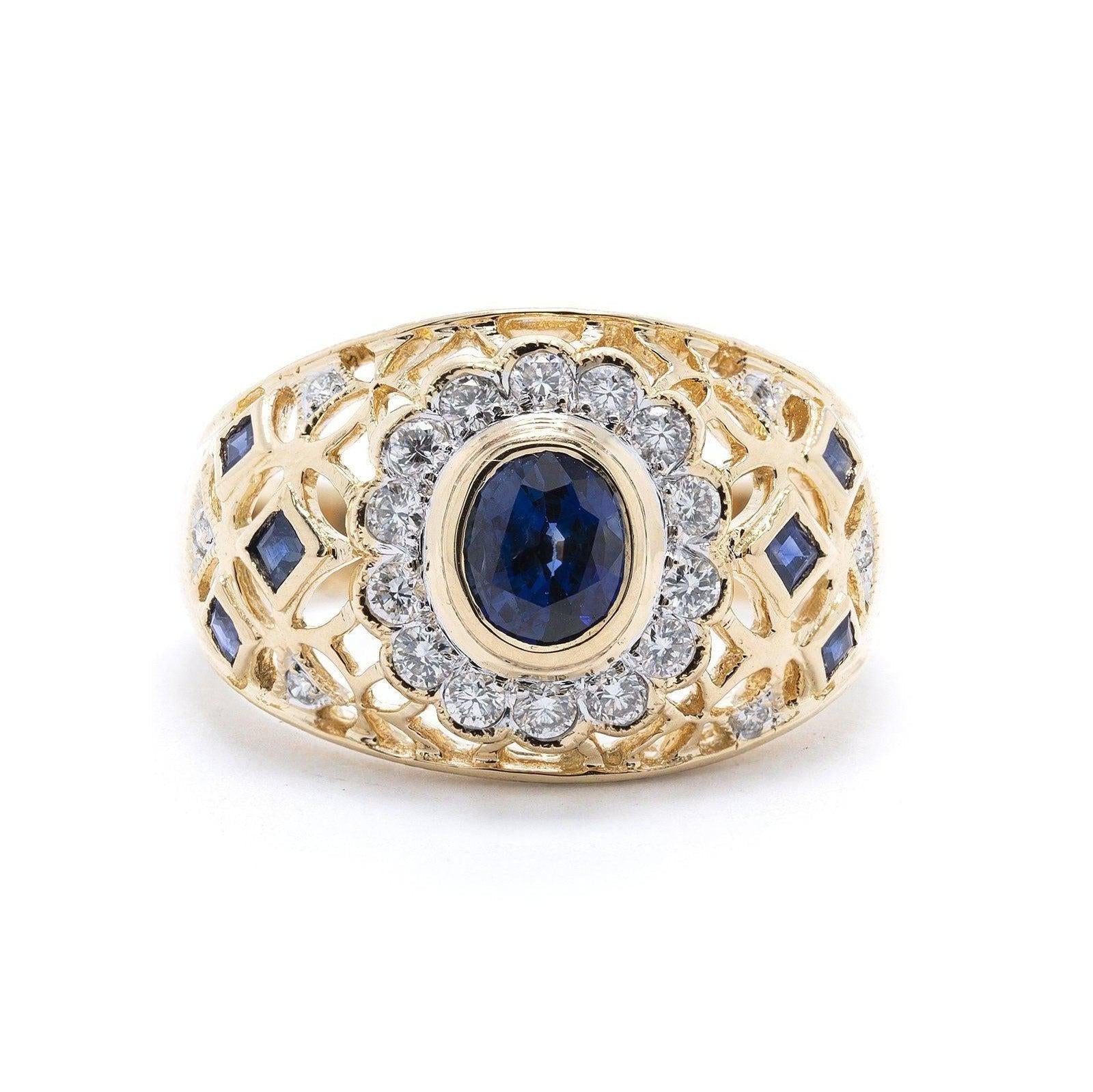 Blue Sapphire & Diamond Cocktail Ring